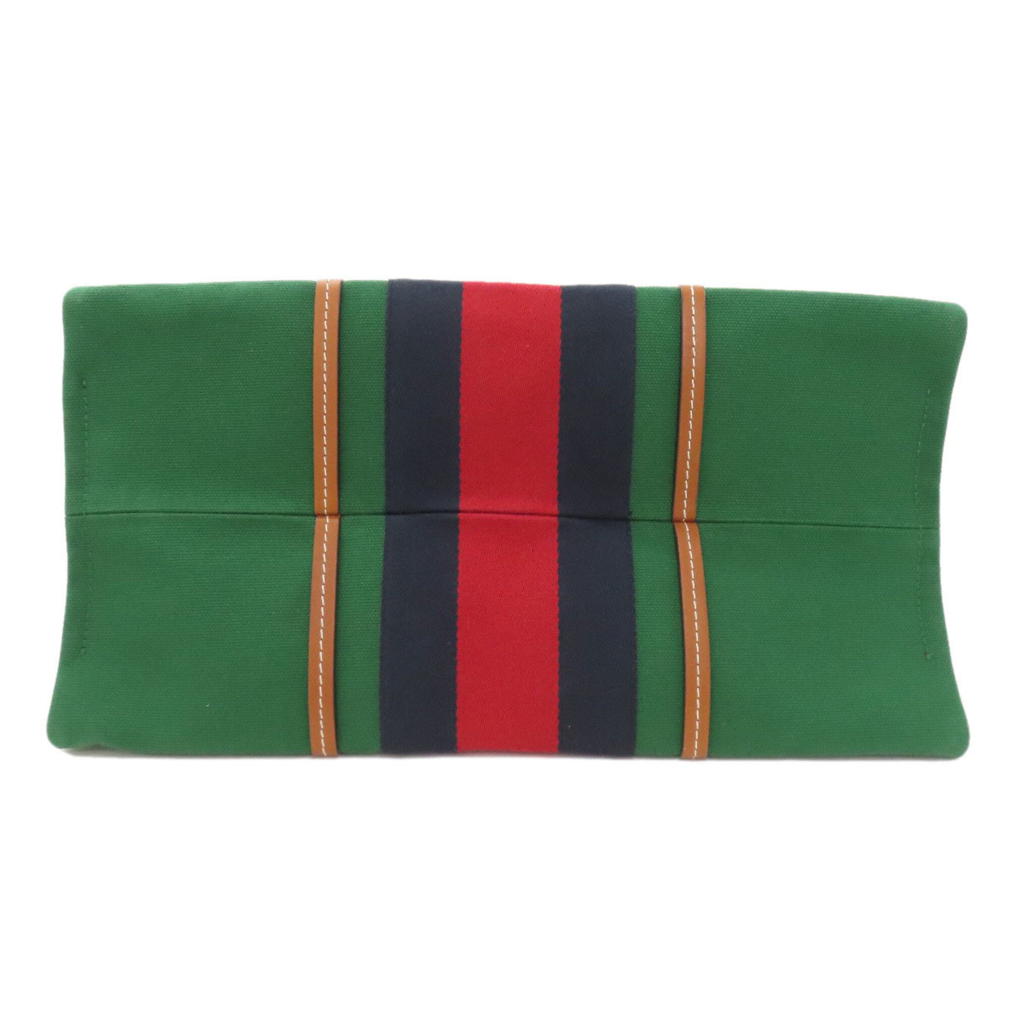 Gucci Green Canvas Leather Tote Bag (Pre-Owned)
