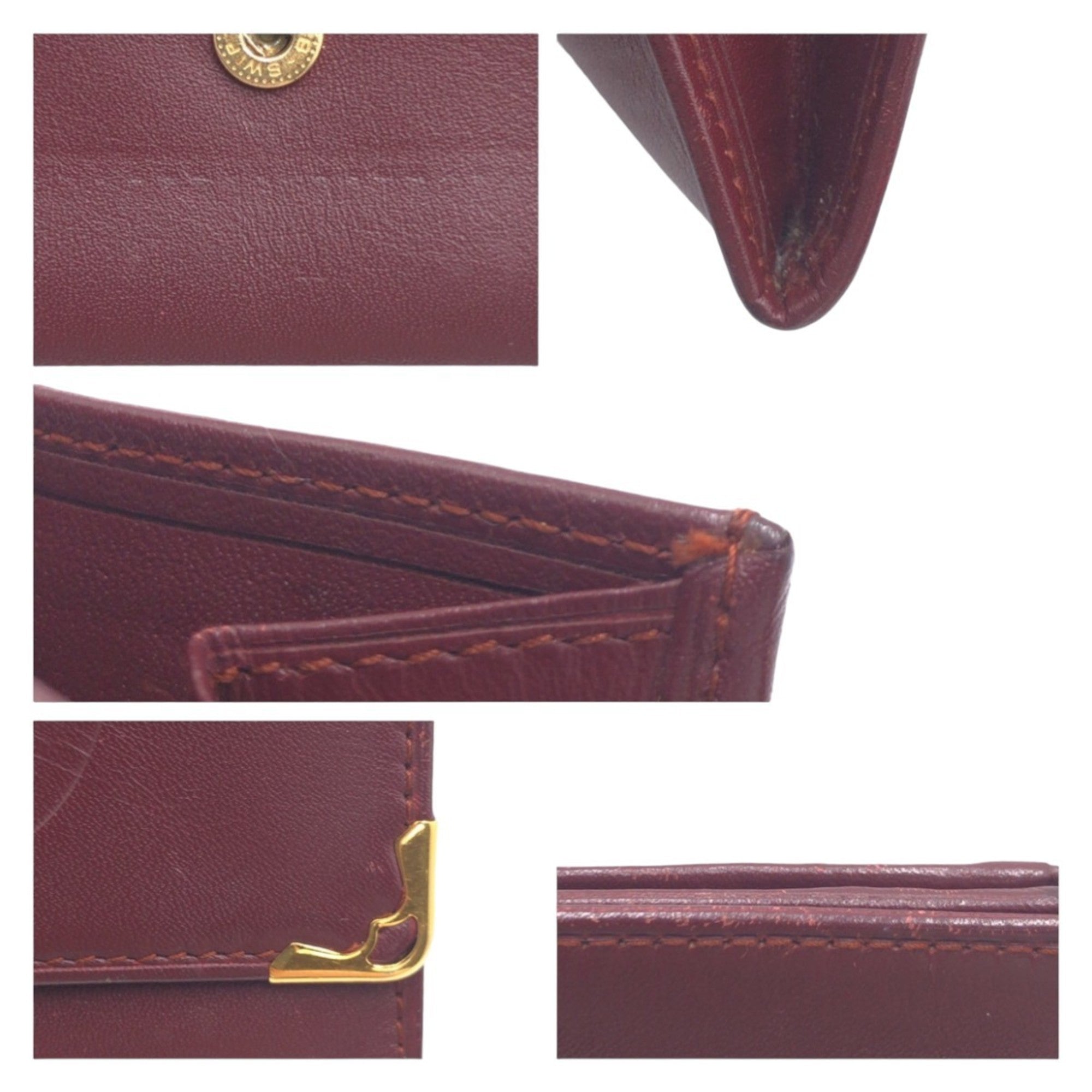 Cartier Must Bordeaux Wine Red Leather Coin Purse/Coin Case (Pre-Owned)