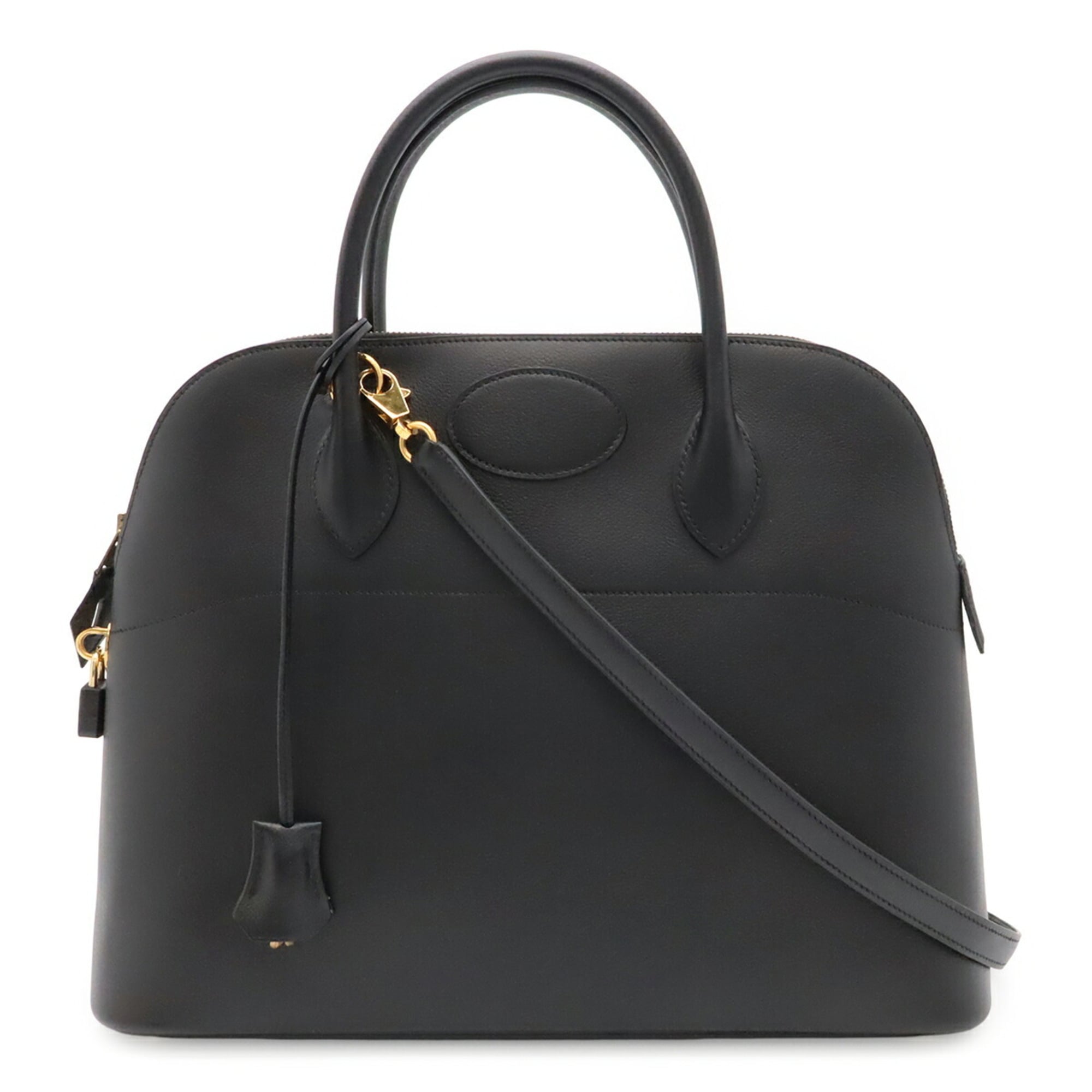 Hermes Black Leather Handbag Shoulder Bag Tote Bag (Pre-Owned)
