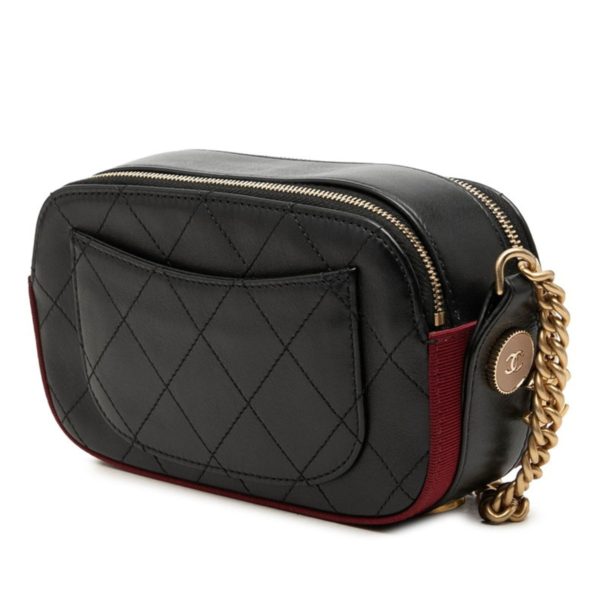Chanel Black Red Color Leather Shoulder Bag (Pre-Owned)
