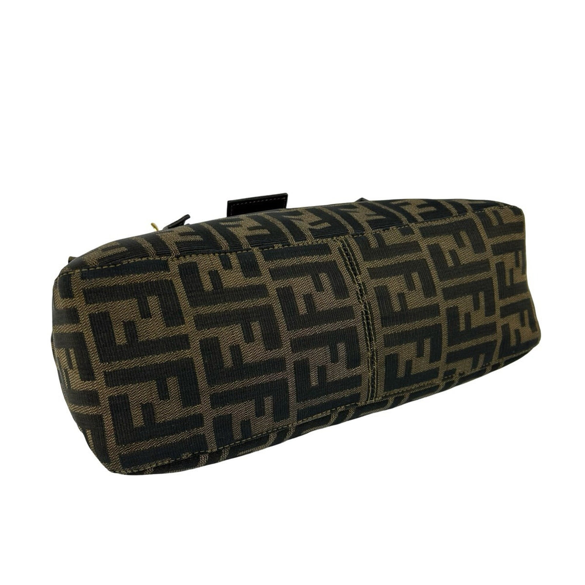 Fendi Black Brown Canvas Leather Handbag Tote Bag (Pre-Owned)