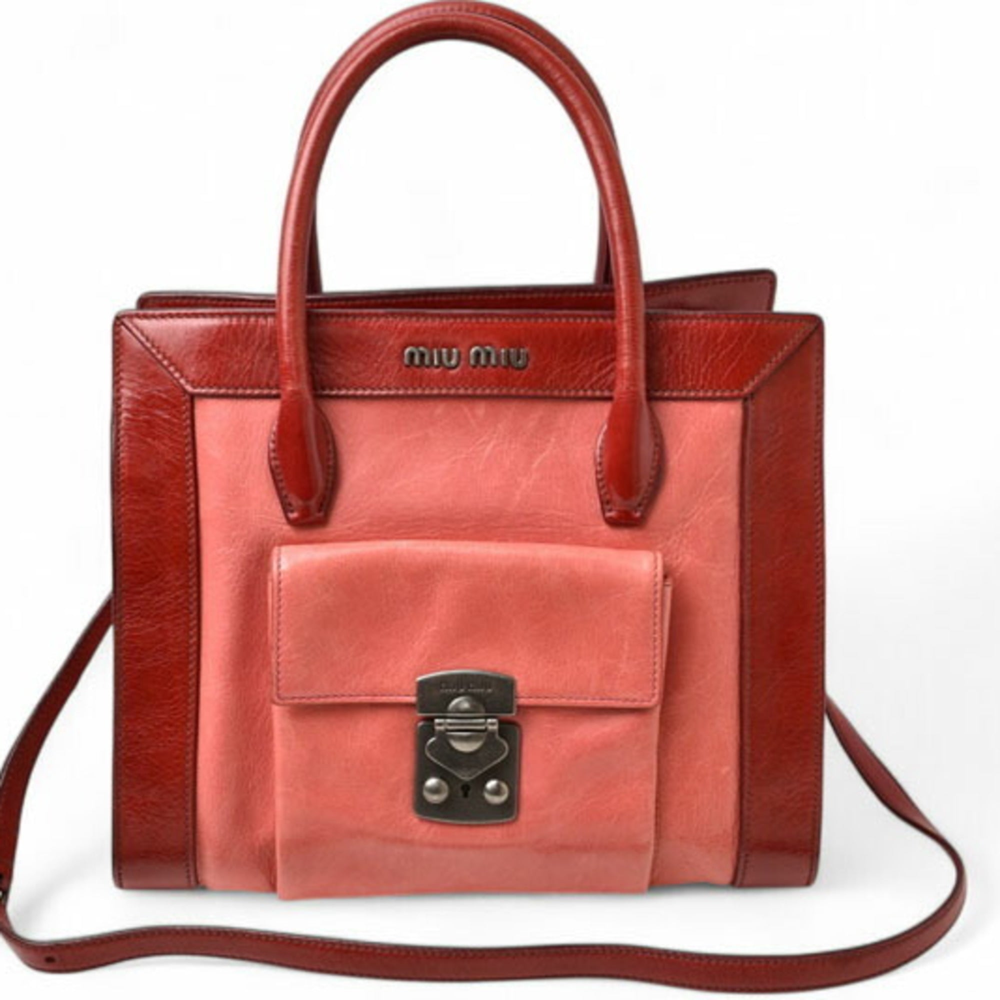 Miu Miu Leather Handbag Shoulder Bag Tote Bag (Pre-Owned)