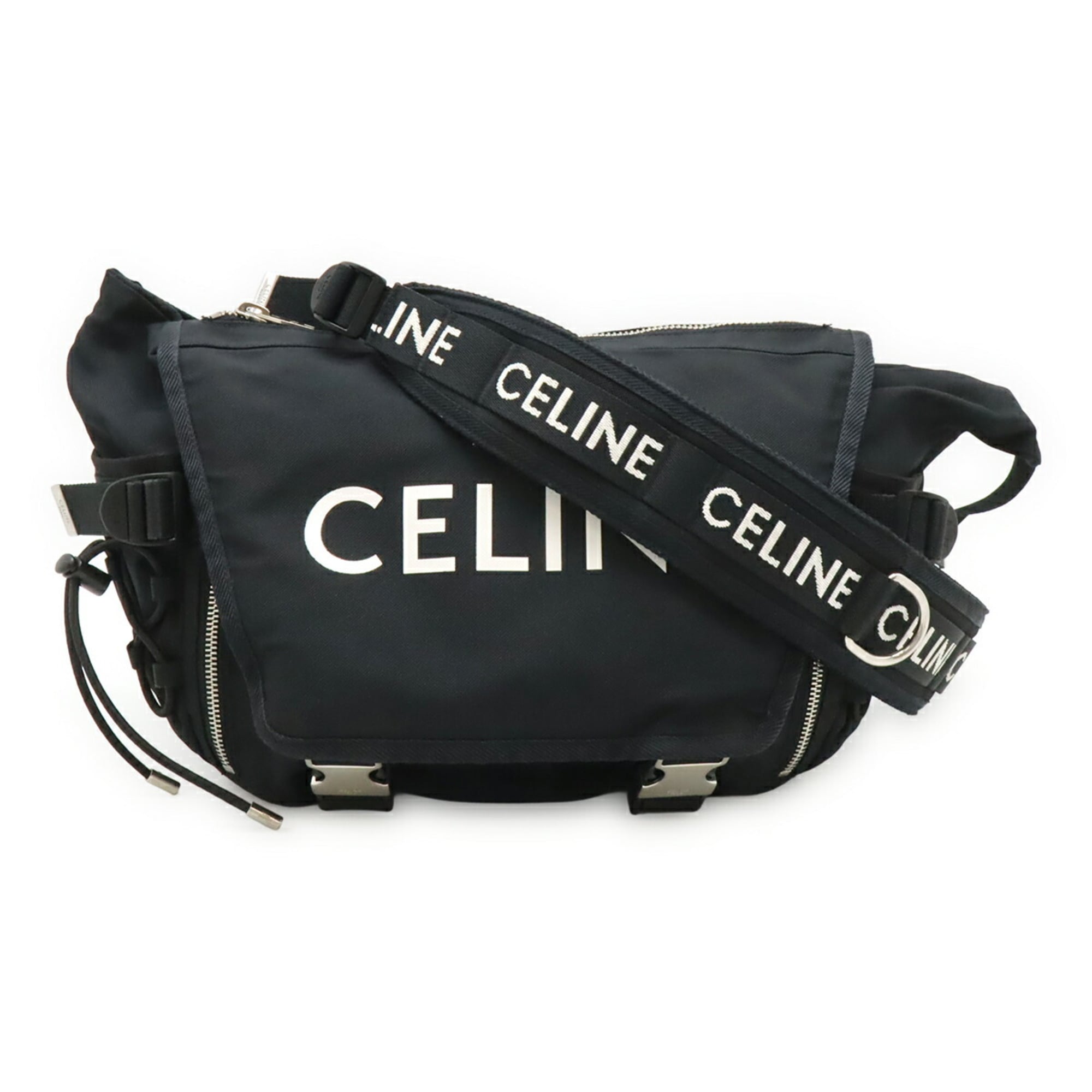 Celine Black White Nylon Handbag Shoulder Bag Sling Bag (Pre-Owned)
