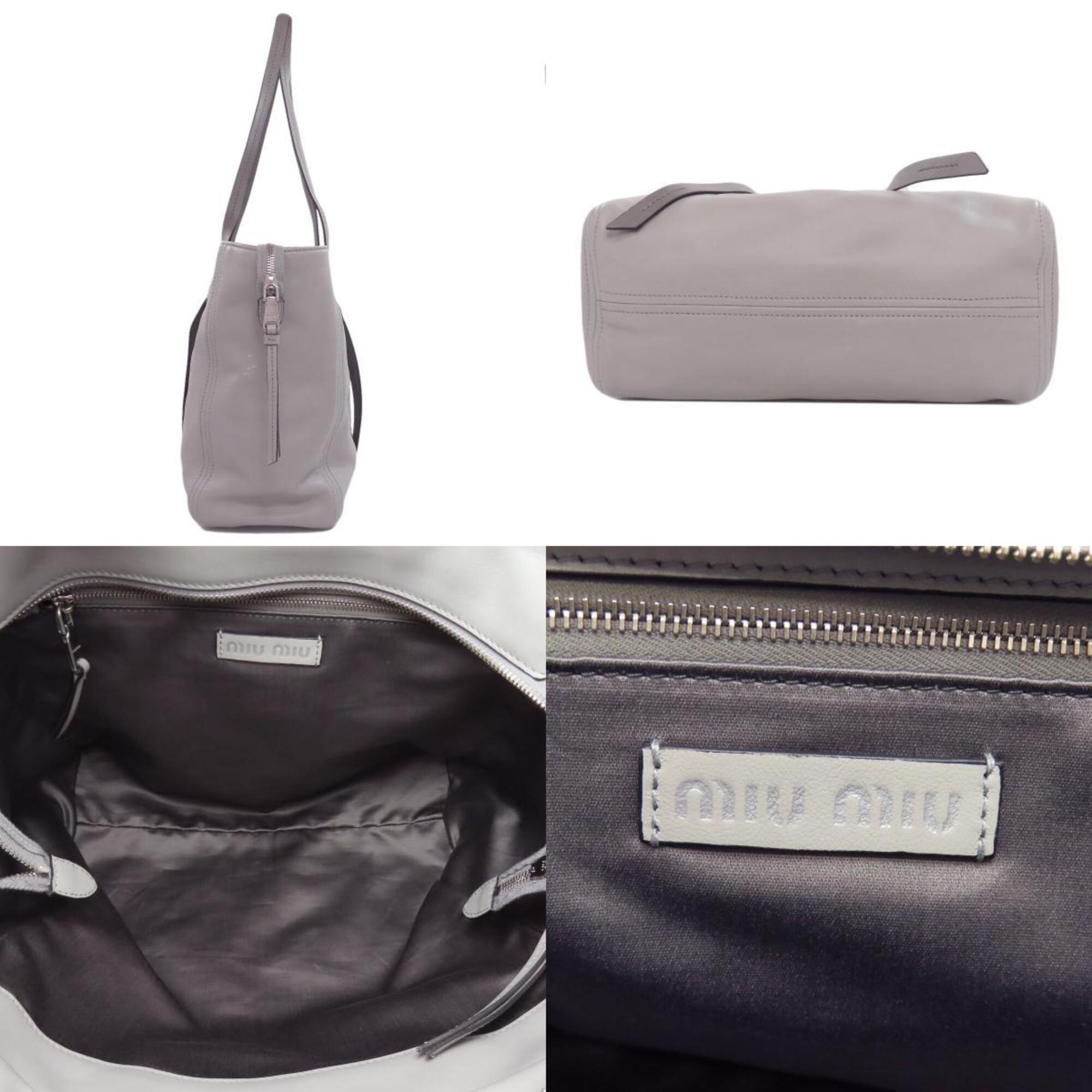 Miu Miu Gray Leather Tote Bag (Pre-Owned)