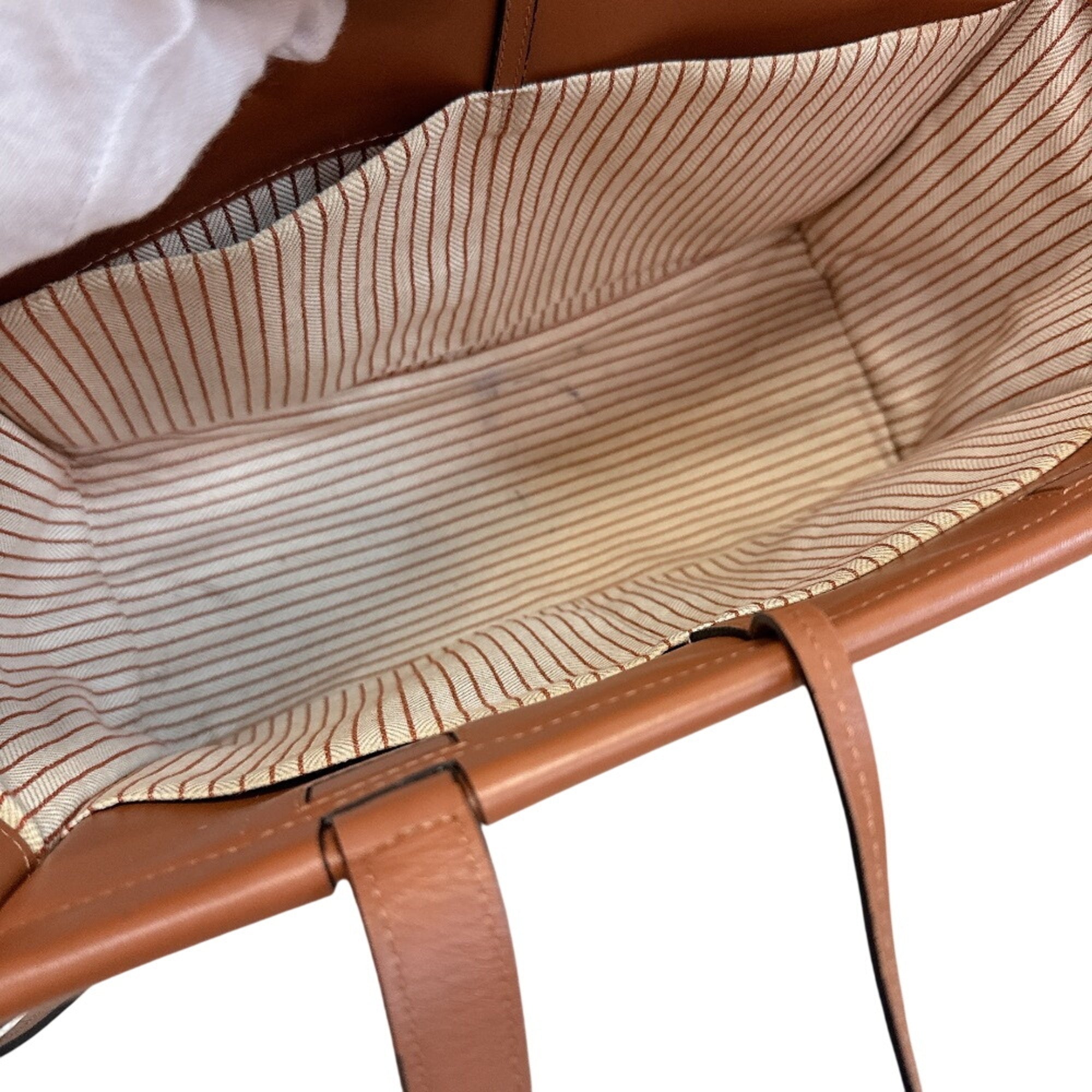 Loewe Beige Beige Brown Wool Leather Shoulder Bag Tote Bag (Pre-Owned)