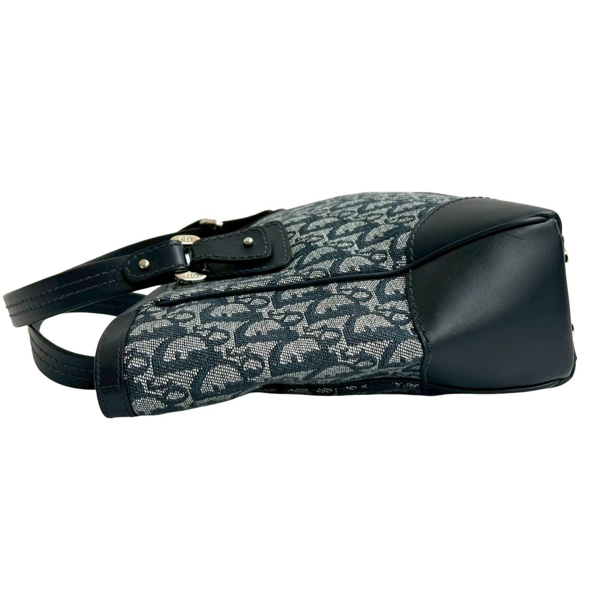 Christian Dior Navy Canvas Leather Handbag Tote Bag (Pre-Owned)
