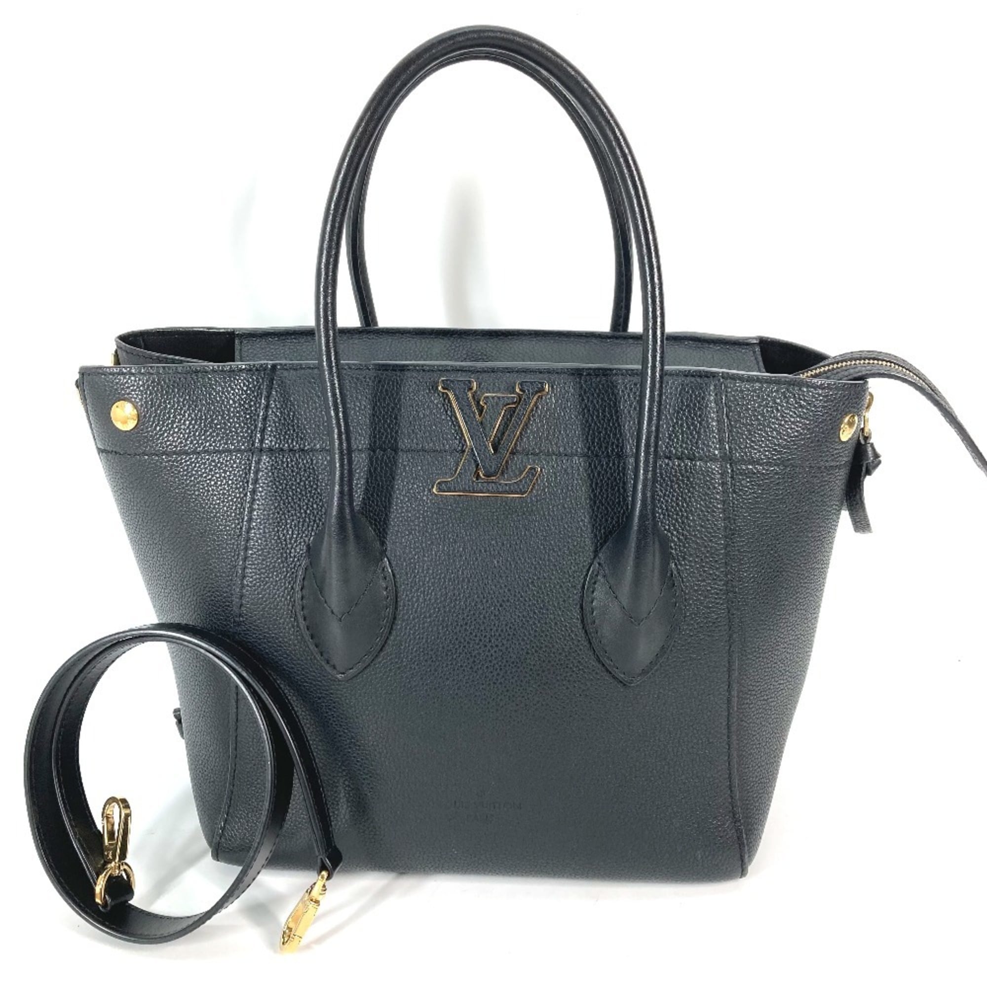 Louis Vuitton Black Noir Leather Handbag Shoulder Bag Tote Bag (Pre-Owned)