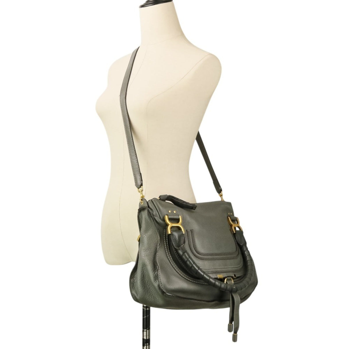 Chloé Gray Leather Handbag Shoulder Bag (Pre-Owned)