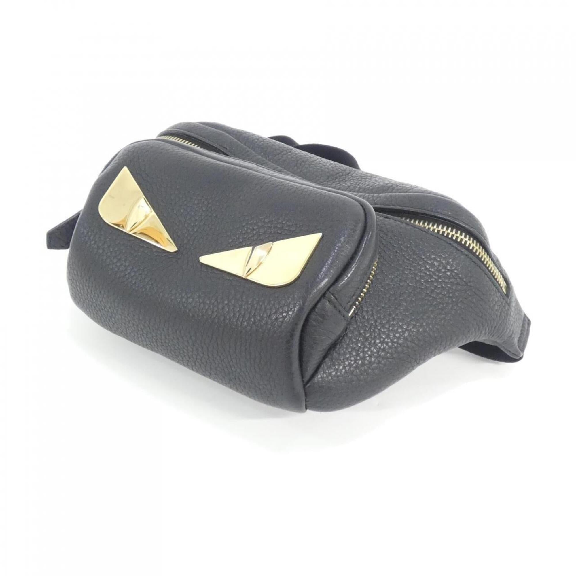 Fendi Black Leather Fanny Pack Handbag (Pre-Owned)
