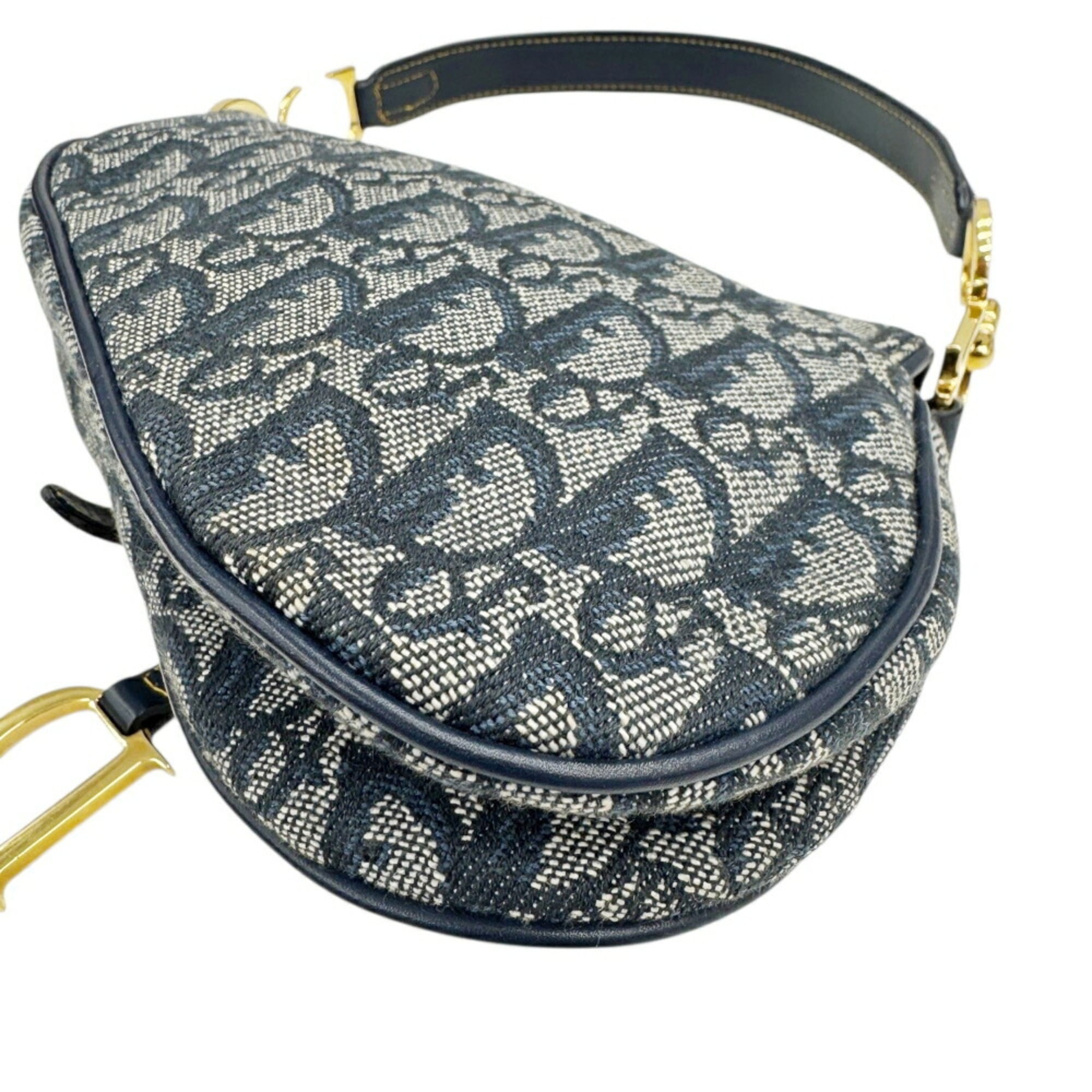 Christian Dior Navy Canvas Saddle Bag Shoulder Bag (Pre-Owned)
