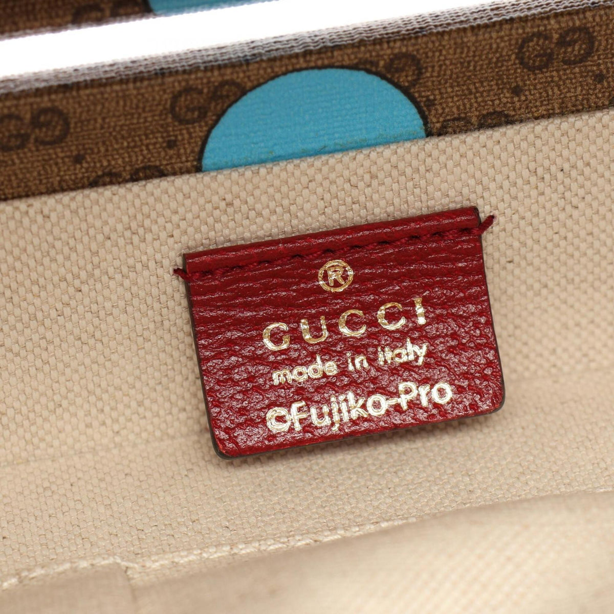 Gucci Beige Bordeaux Coated Canvas Leather Handbag (Pre-Owned)