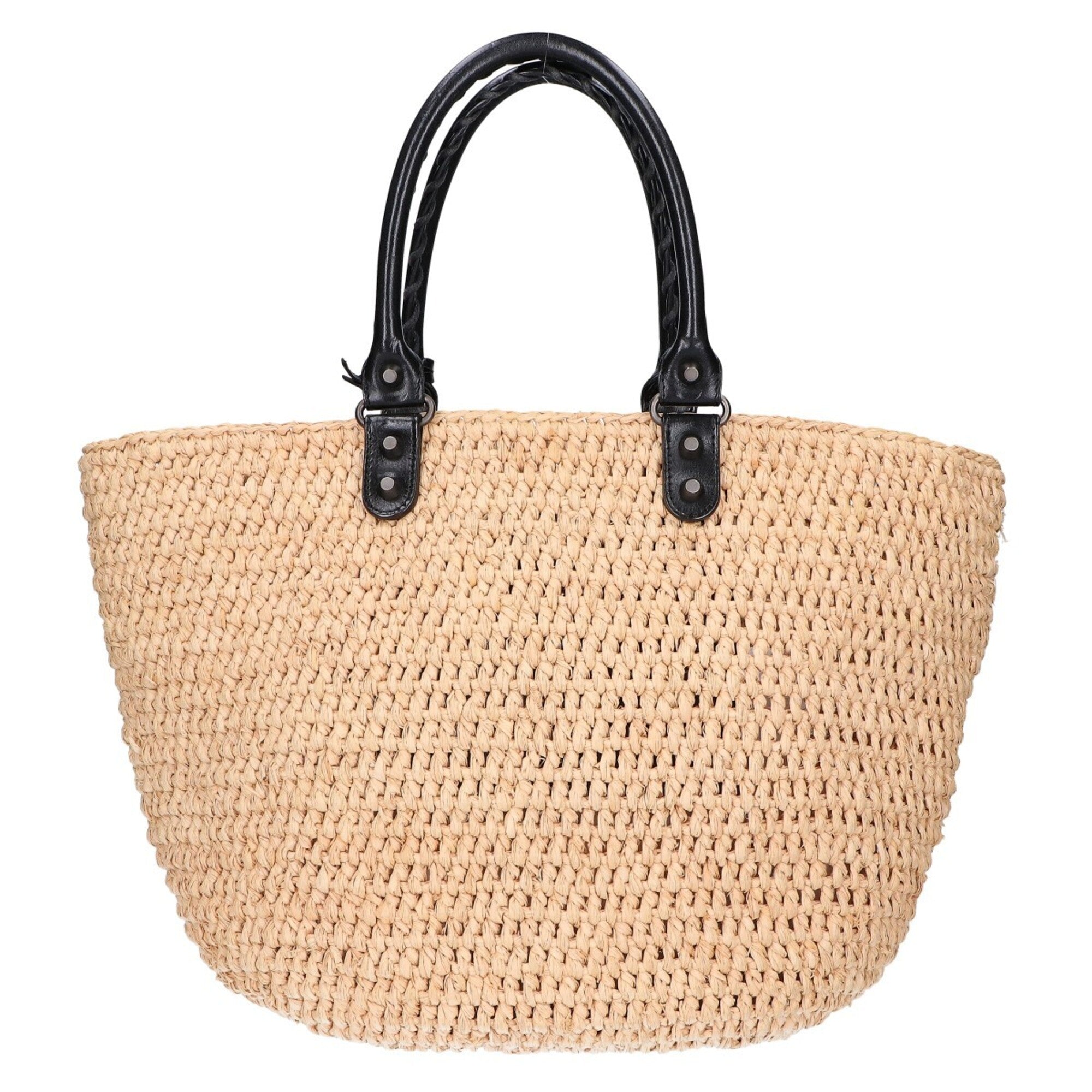 Balenciaga Black Raffia Basket Handbag (Pre-Owned)