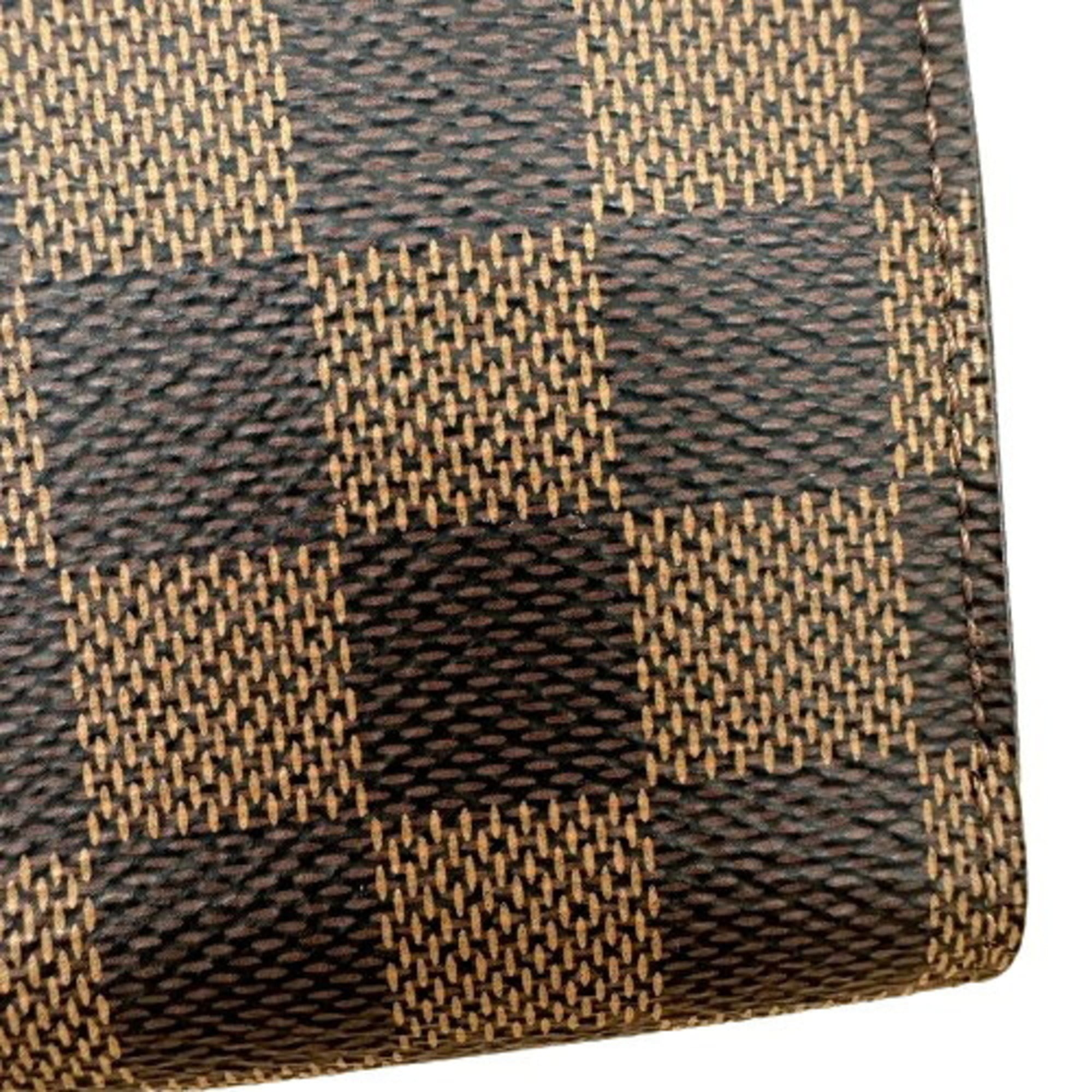 Louis Vuitton Damier Brown Leather Long Wallet (Bi-Fold) (Pre-Owned)