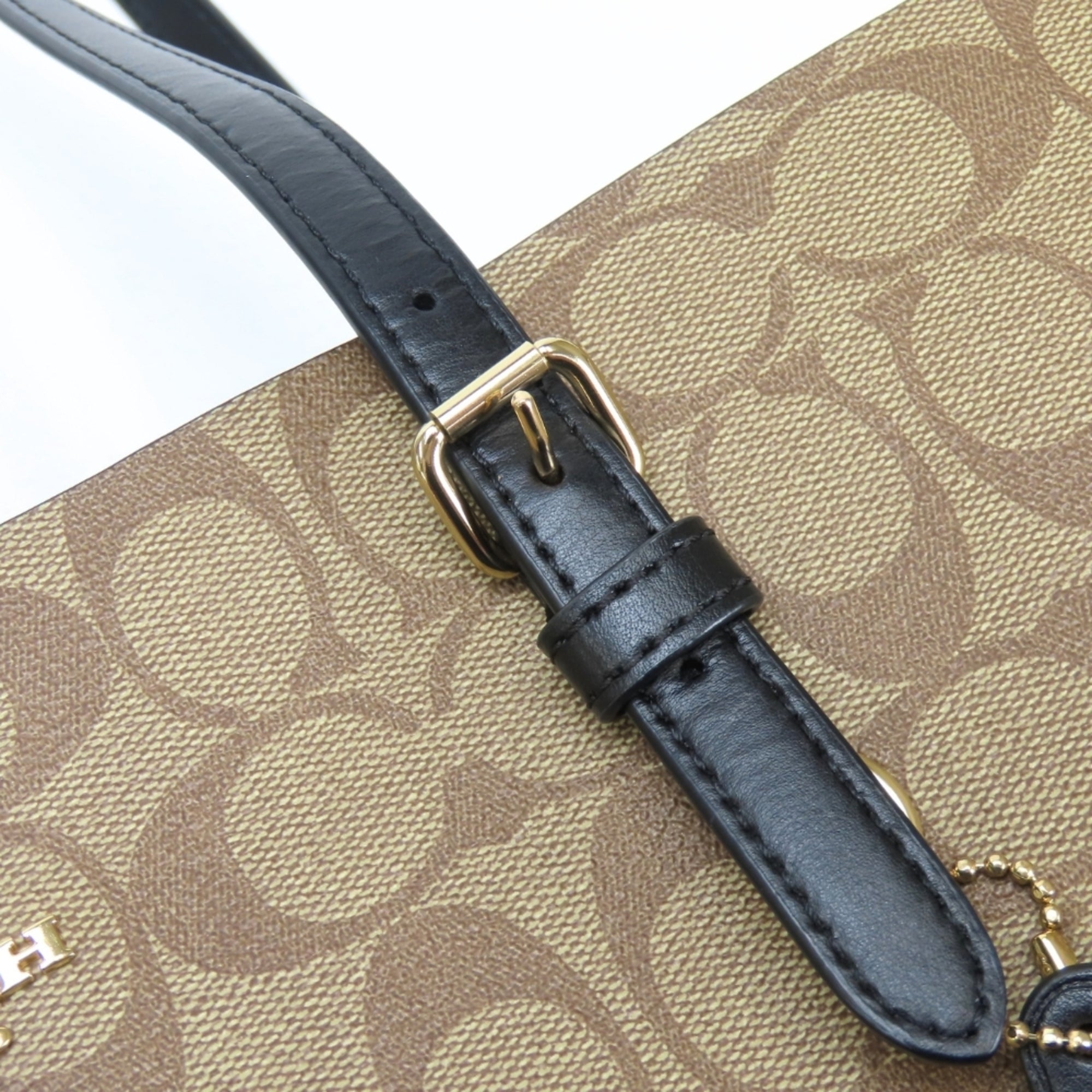 Coach Signature Black Brown Pvc Leather Tote Bag (Pre-Owned)