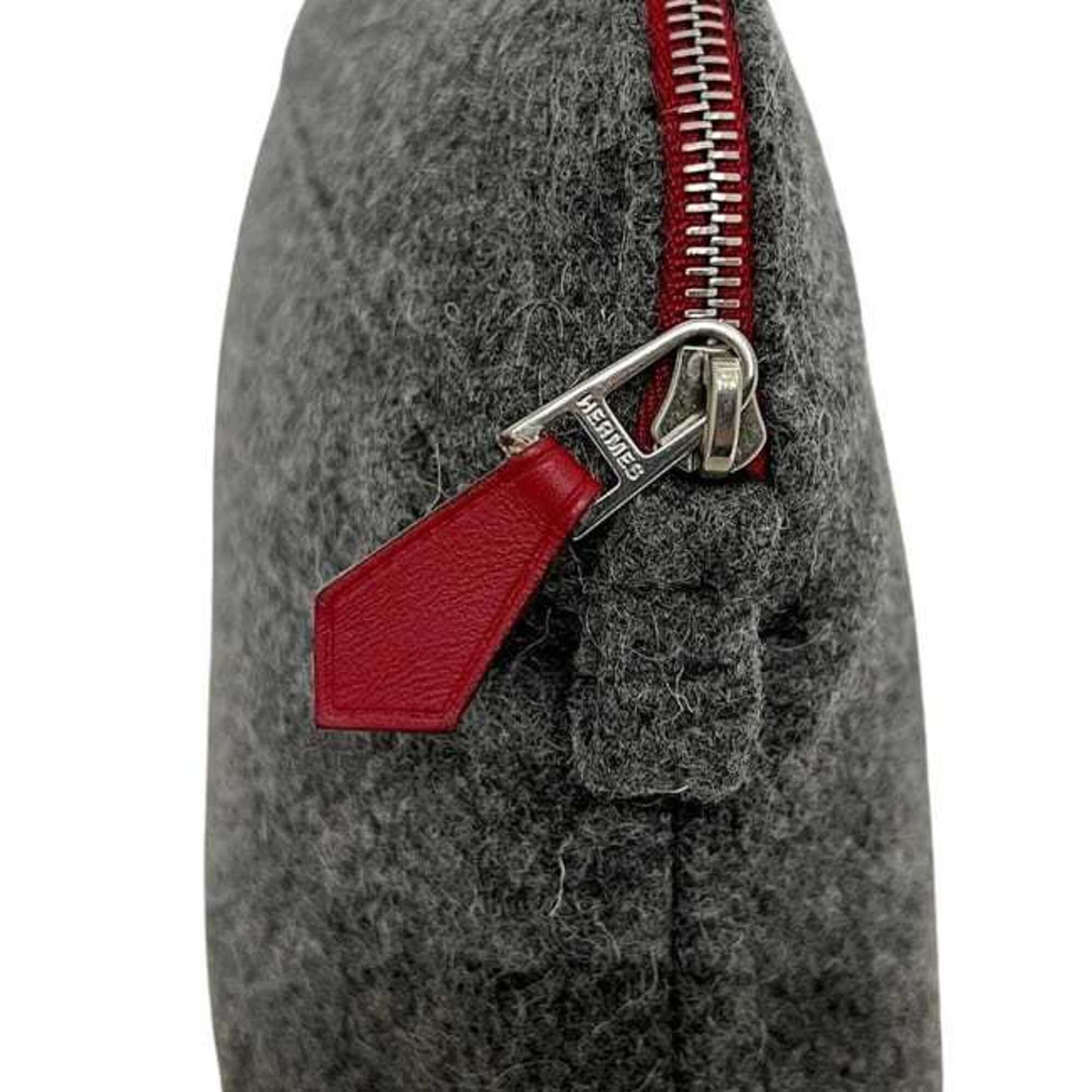 Hermes Bolide Gray Wool Pouch (Pre-Owned)