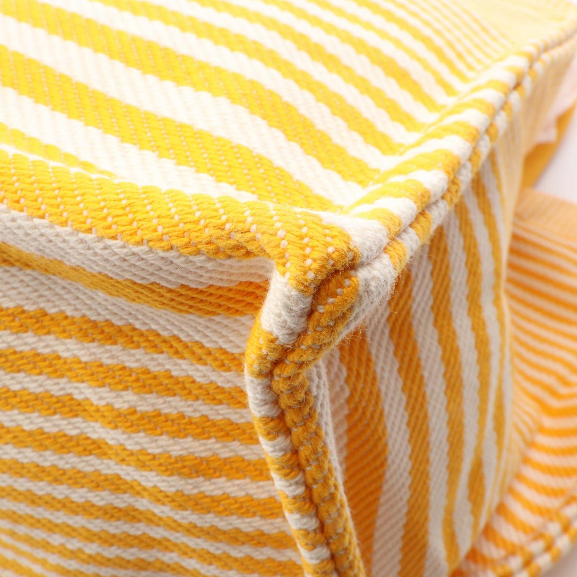 Hermes White Yellow Canvas Handbag Tote Bag (Pre-Owned)