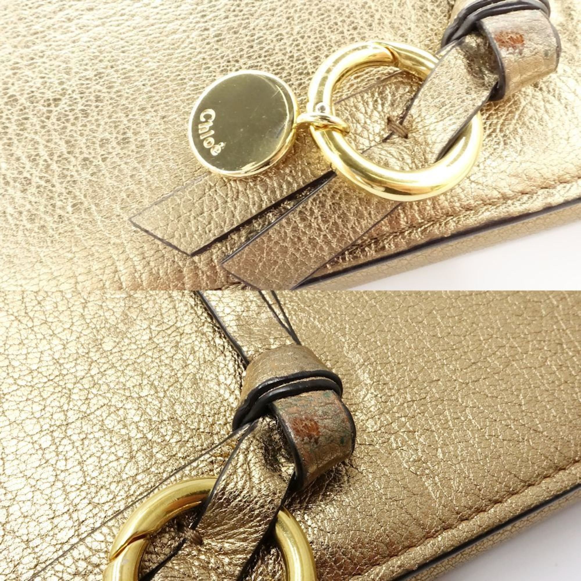 Chloé Metallic Gold Leather Long Wallet (Bi-Fold) (Pre-Owned)