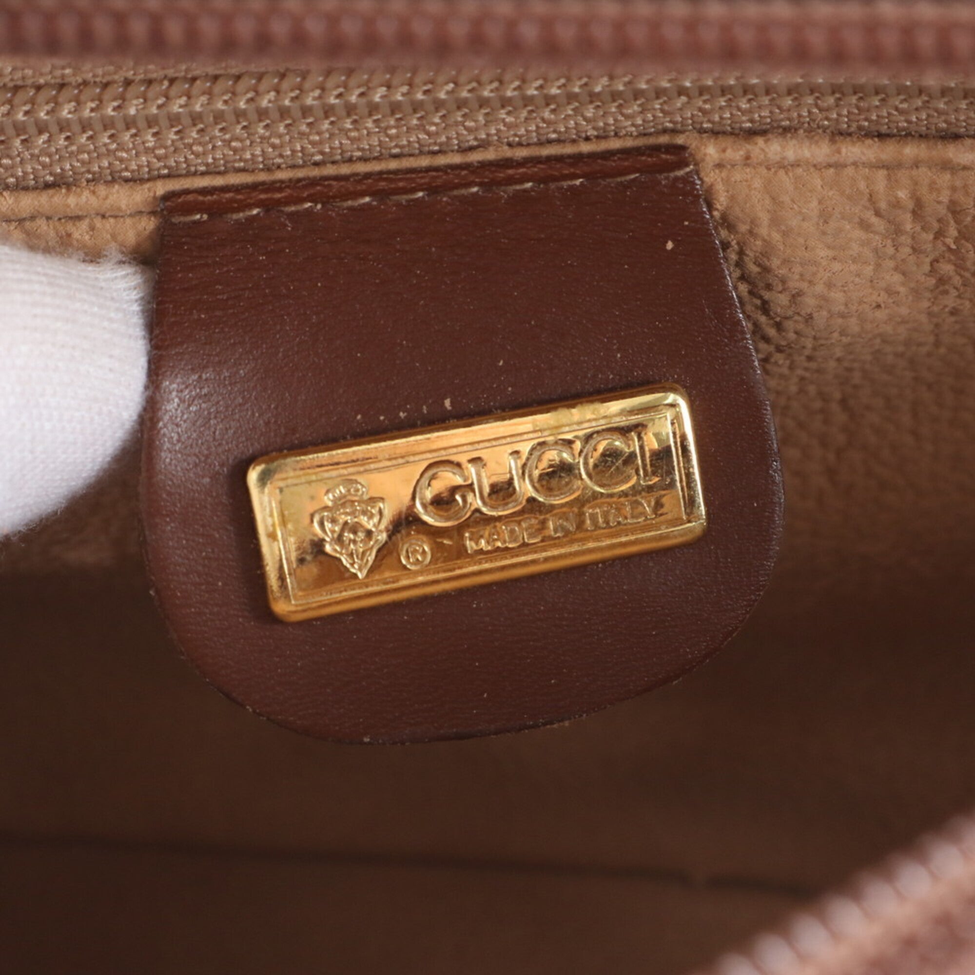 Gucci Brown Leather Canvas Shoulder Bag (Pre-Owned)