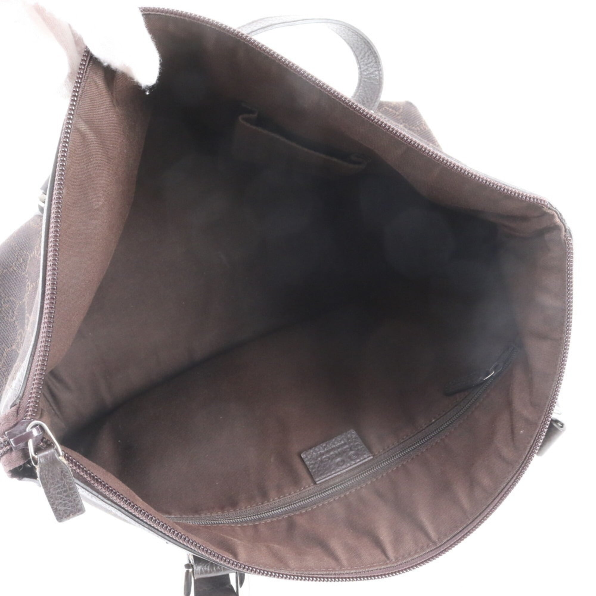 Gucci Abbey Dark Brown Leather Canvas Handbag Tote Bag (Pre-Owned)