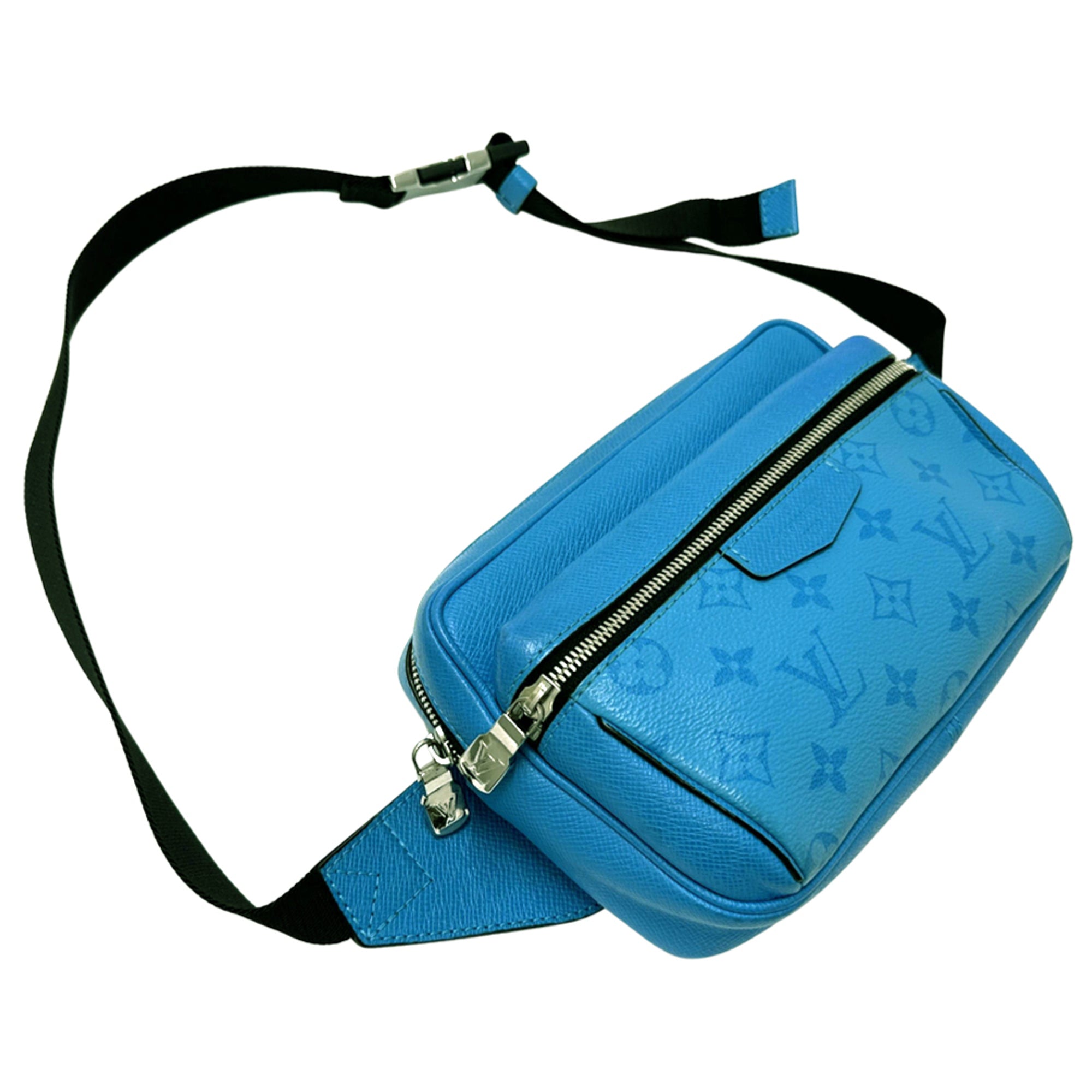 Louis Vuitton Blue Taiga Leather Handbag Sling Bag (Pre-Owned)
