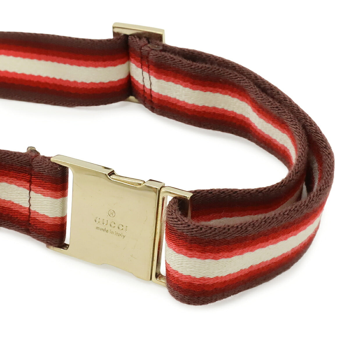 Gucci Beige Pink Red Canvas Leather Fanny Pack Sling Bag (Pre-Owned)
