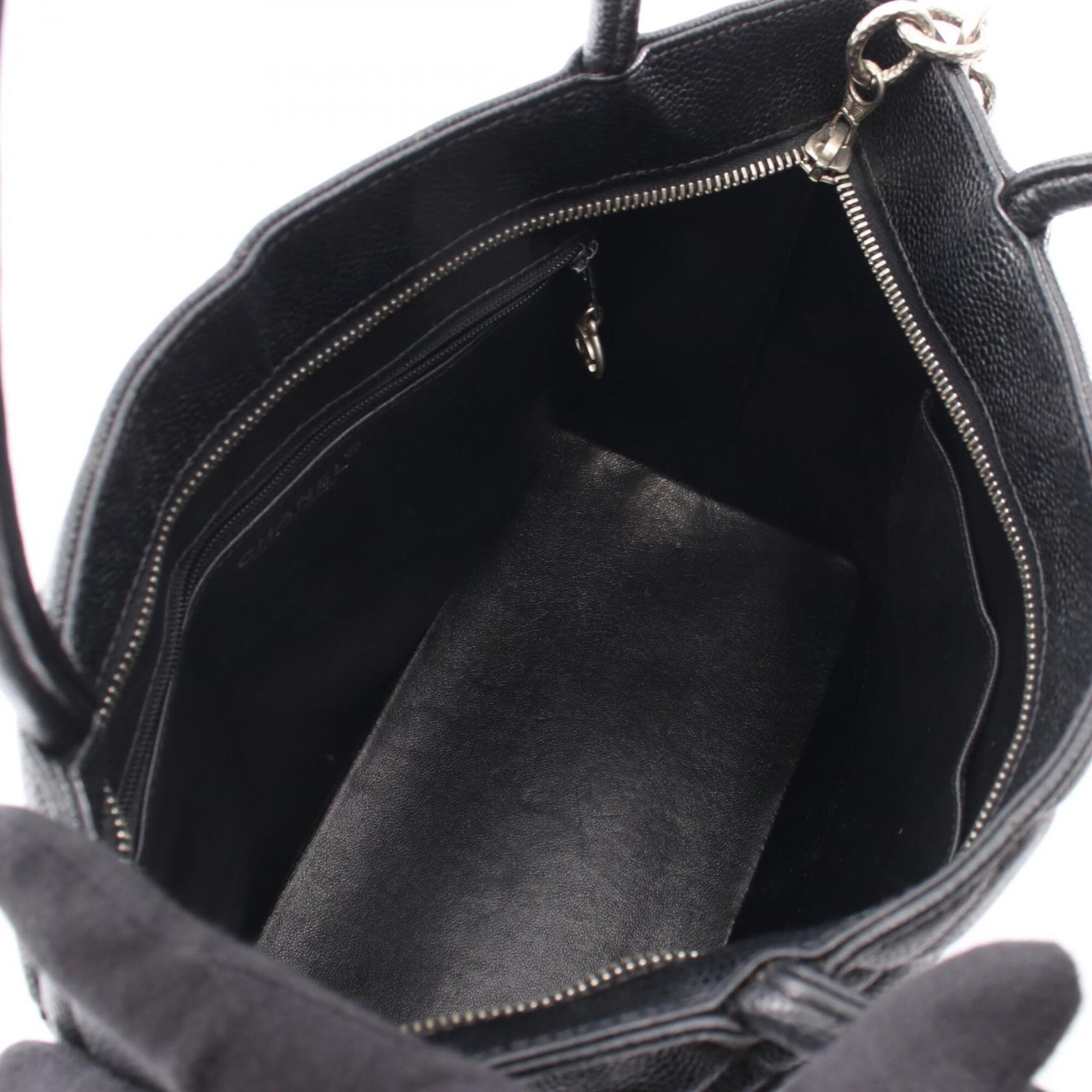 Chanel Black Grained Calfskin Handbag Tote Bag (Pre-Owned)