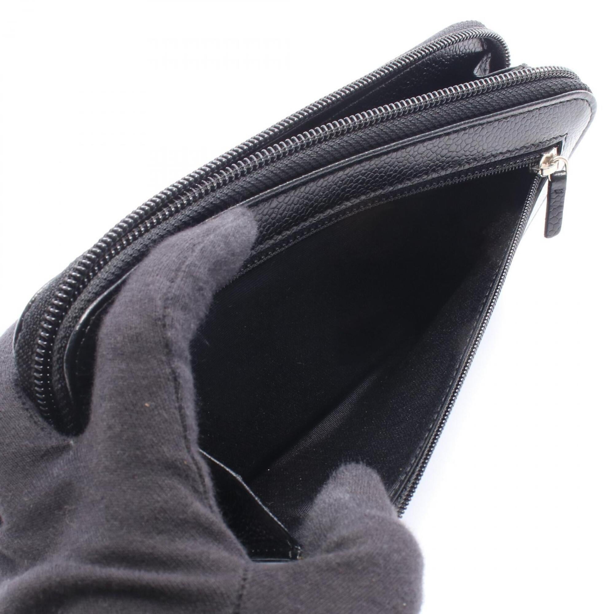 Chanel Black Grained Calfskin Long Wallet (Bi-Fold) (Pre-Owned)