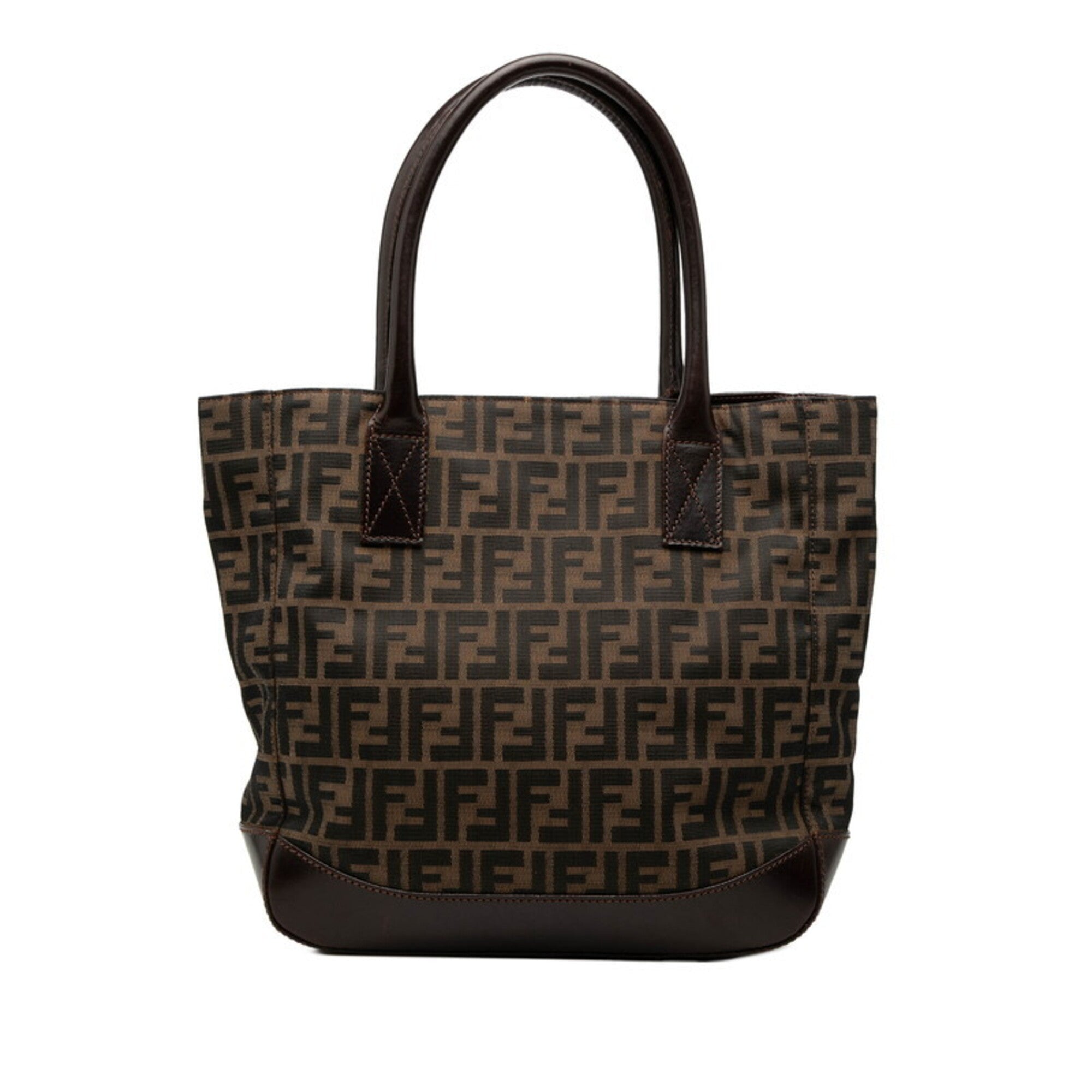 Fendi Brown Canvas Leather Handbag Tote Bag (Pre-Owned)