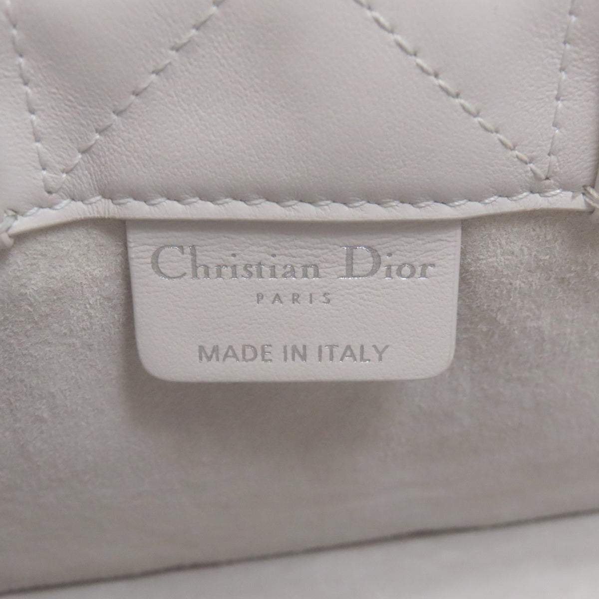 Christian Dior Gray White Leather Handbag (Pre-Owned)