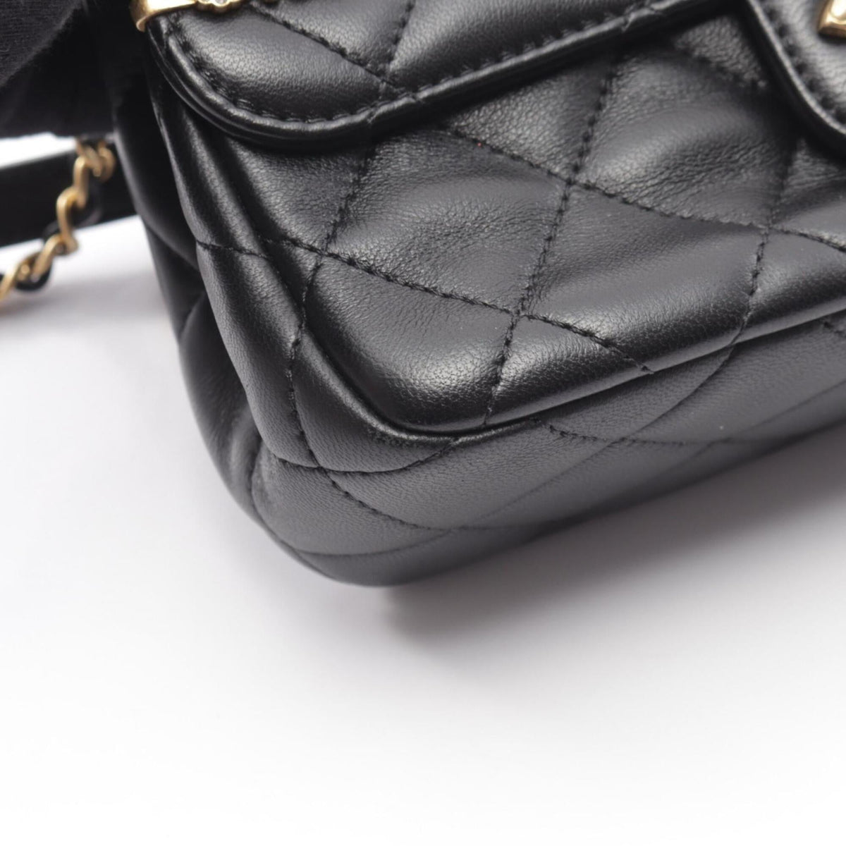 Chanel Black Leather Handbag Shoulder Bag (Pre-Owned)