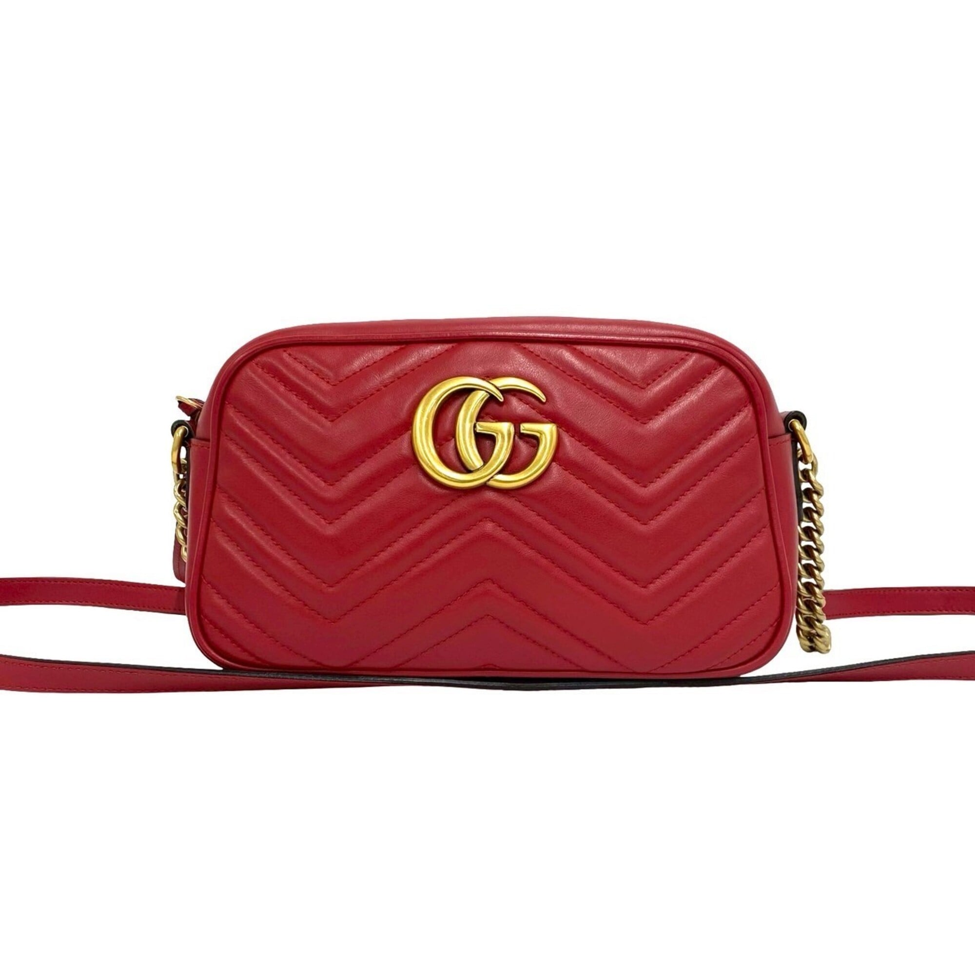 Gucci Red Color Leather Pochette Shoulder Bag (Pre-Owned)