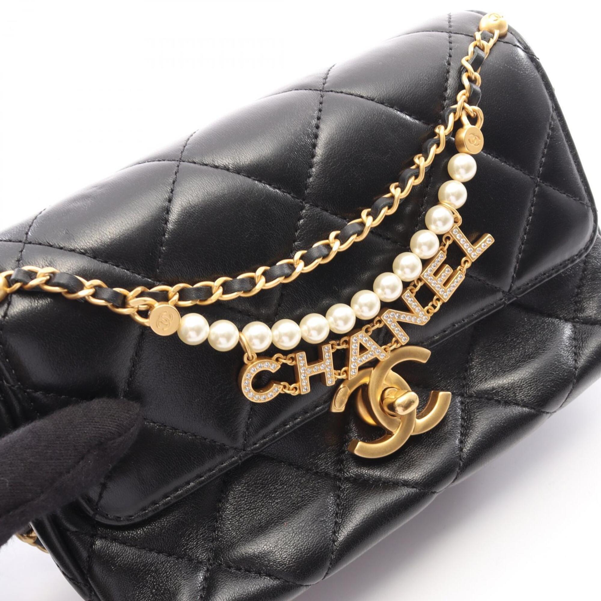 Chanel Black Leather Handbag Shoulder Bag (Pre-Owned)