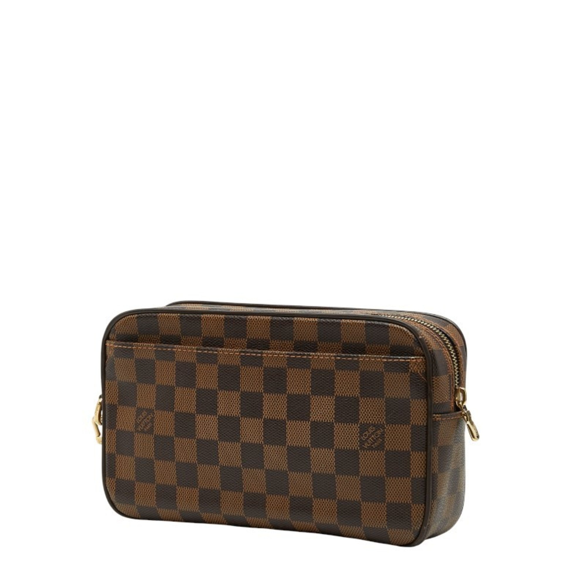 Louis Vuitton Brown Damier Canvas Pvc Leather Clutch Bag Pochette (Pre-Owned)