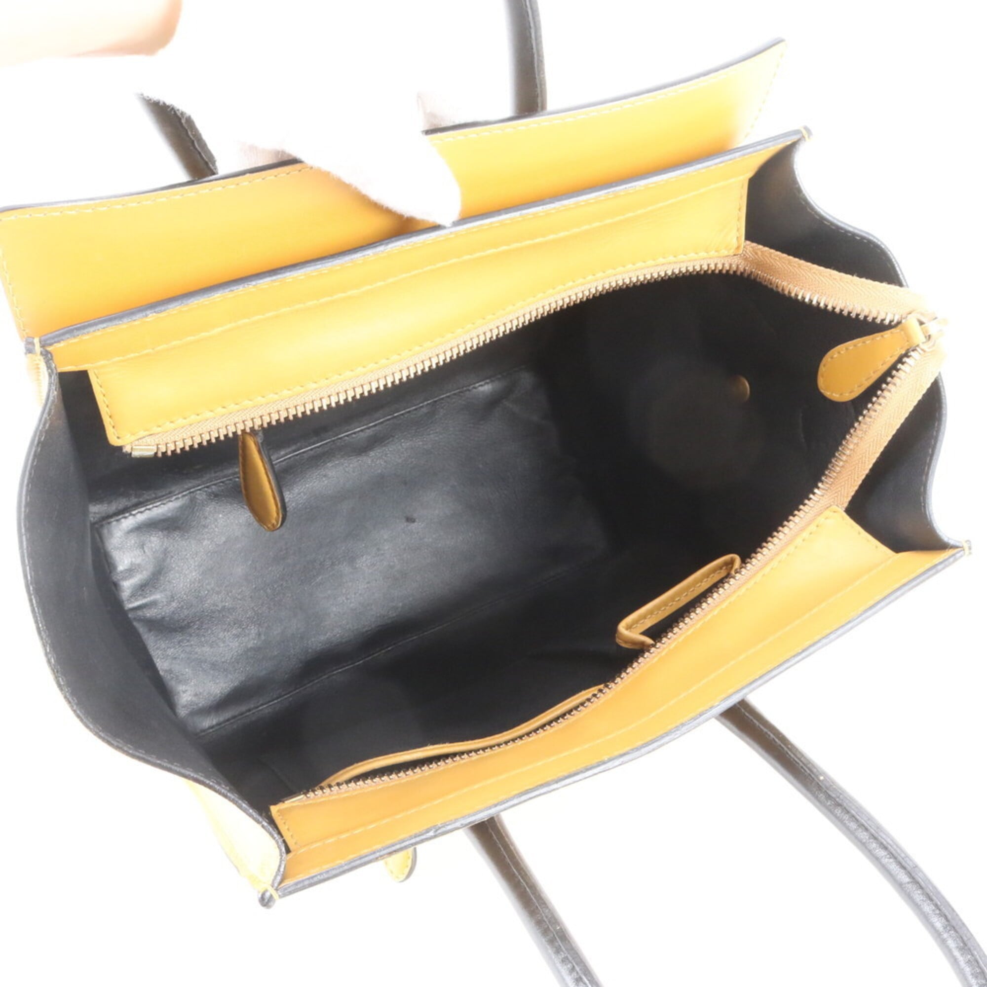 Celine Black Yellow Leather Handbag Tote Bag (Pre-Owned)
