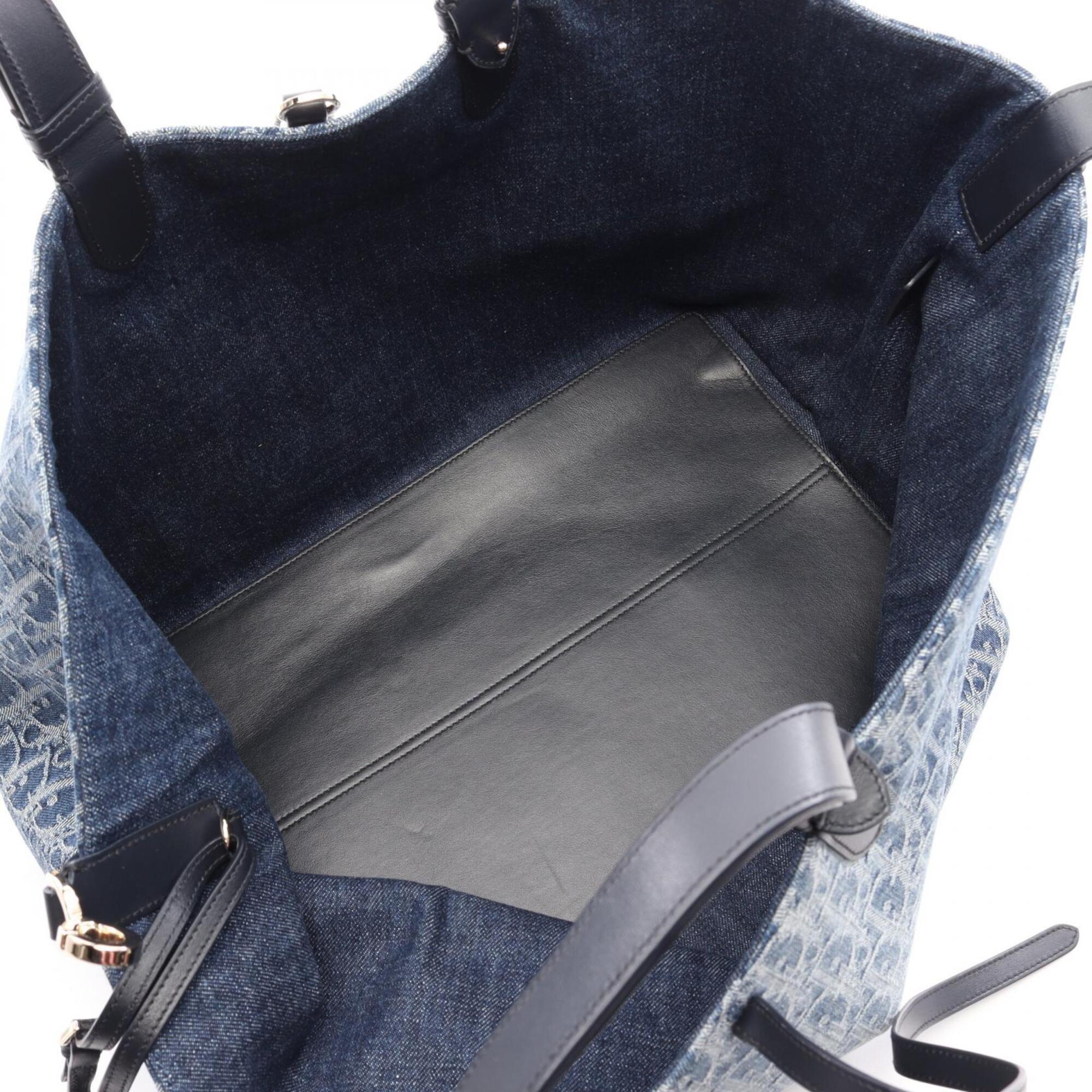 Christian Dior Black Blue Denim Leather Tote Bag (Pre-Owned)