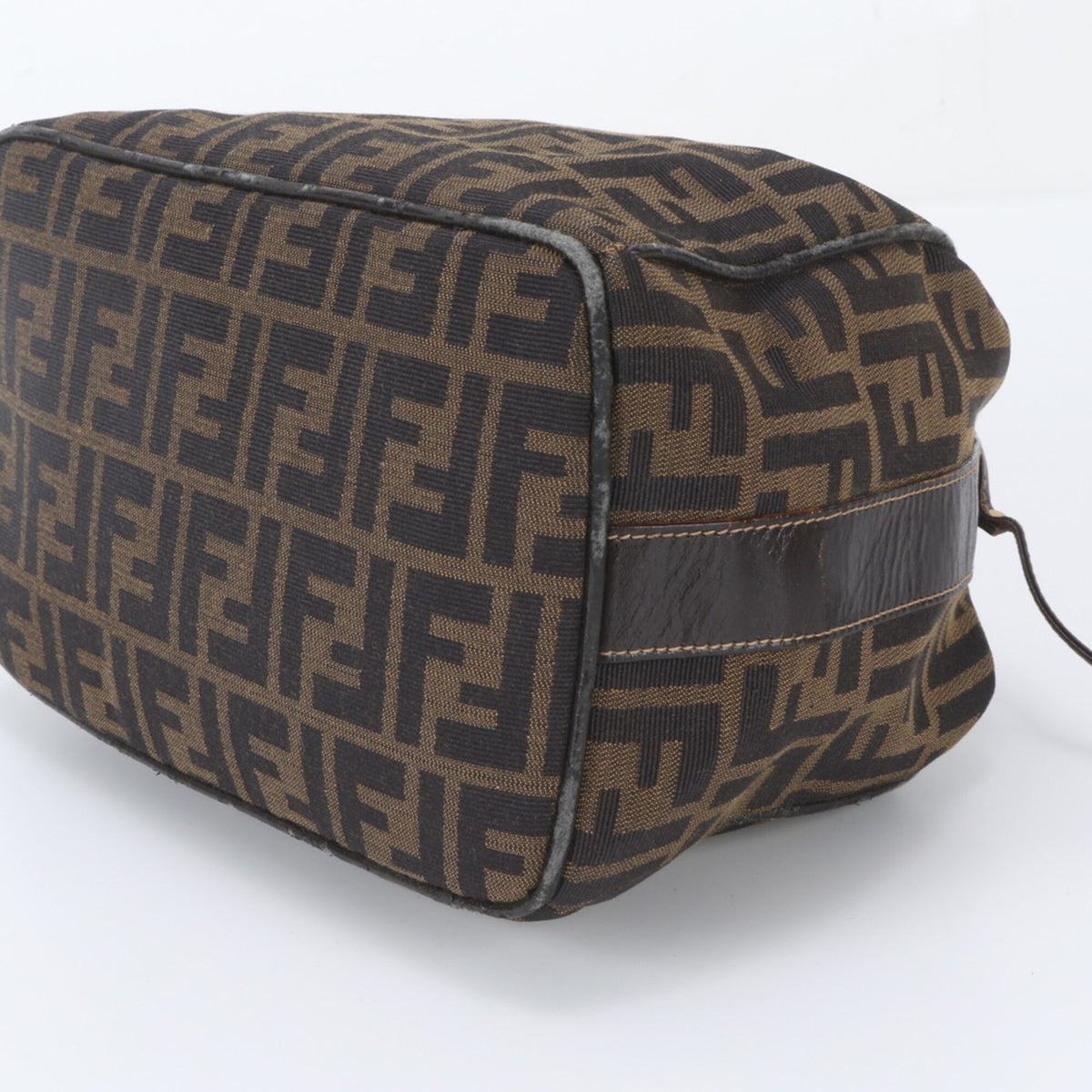 Fendi Brown Leather Nylon Clutch Bag Handbag Pouch (Pre-Owned)