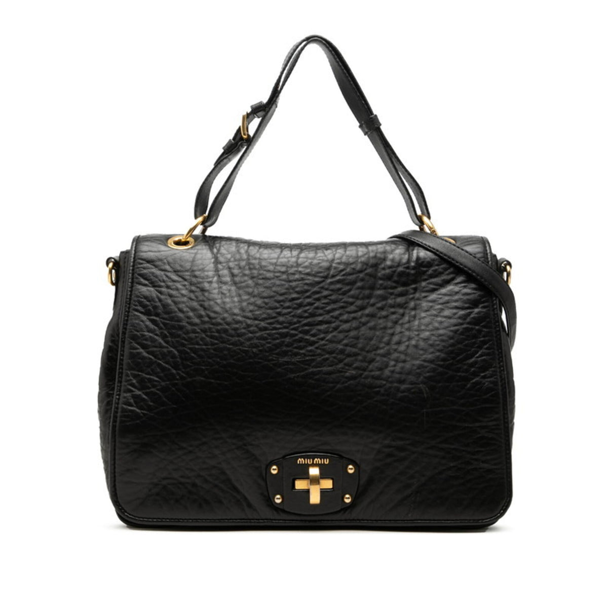 Miu Miu Black Leather Handbag Shoulder Bag (Pre-Owned)