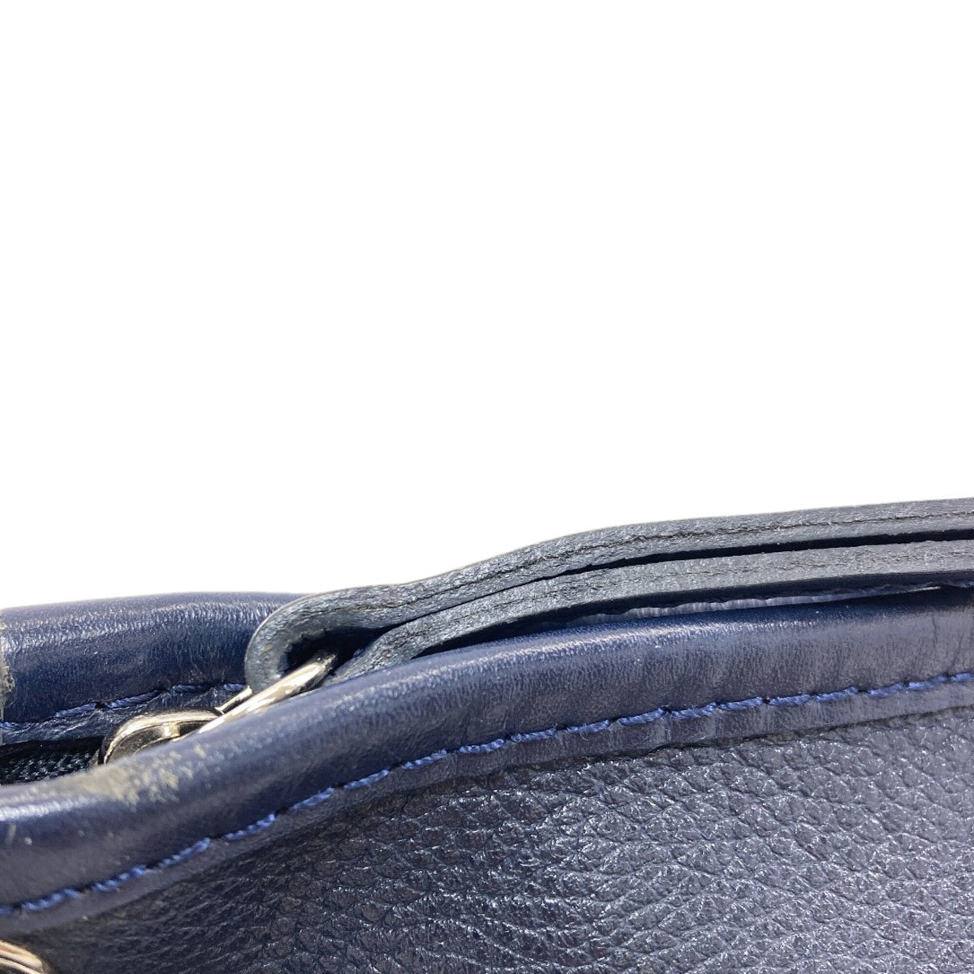 Longchamp Navy Leather Shoulder Bag (Pre-Owned)