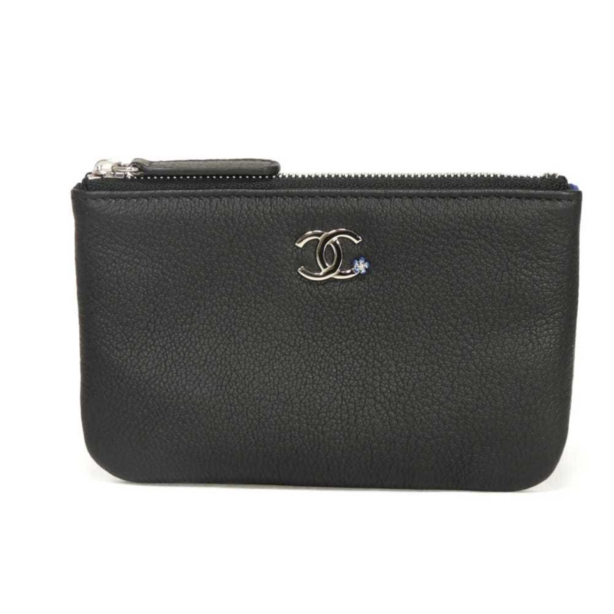 Chanel Black Leather Coin Purse/Coin Case (Pre-Owned)