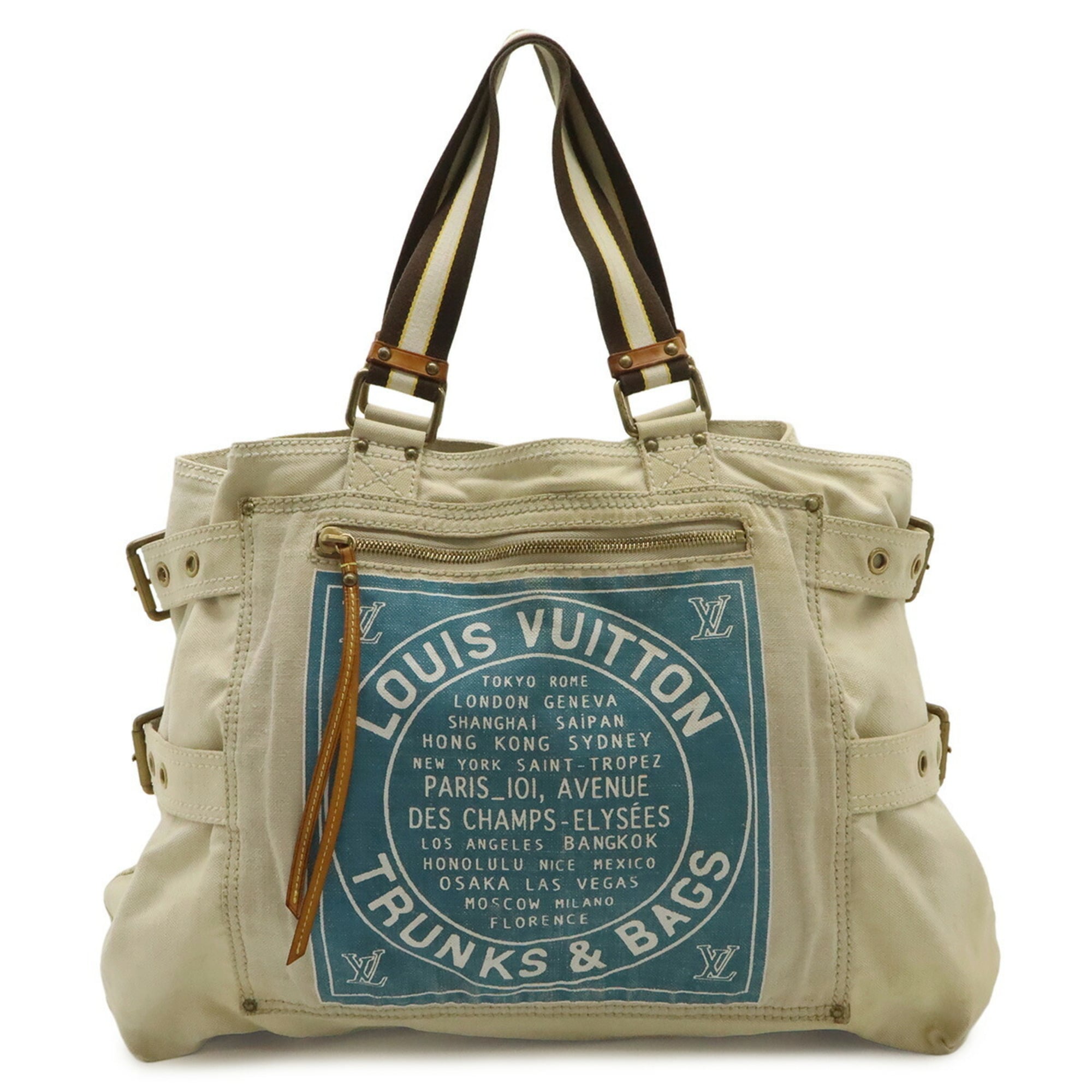 Louis Vuitton Blue Natural Cotton Canvas Tote Bag (Pre-Owned)