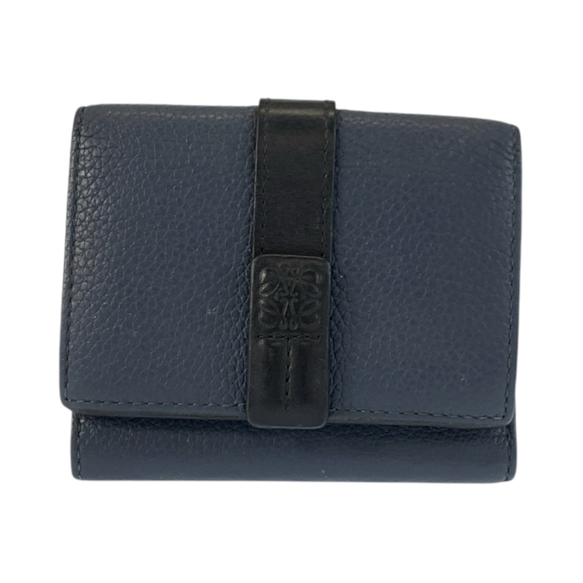 Loewe Black Brown Navy Leather Wallet (Tri-Fold) (Pre-Owned)
