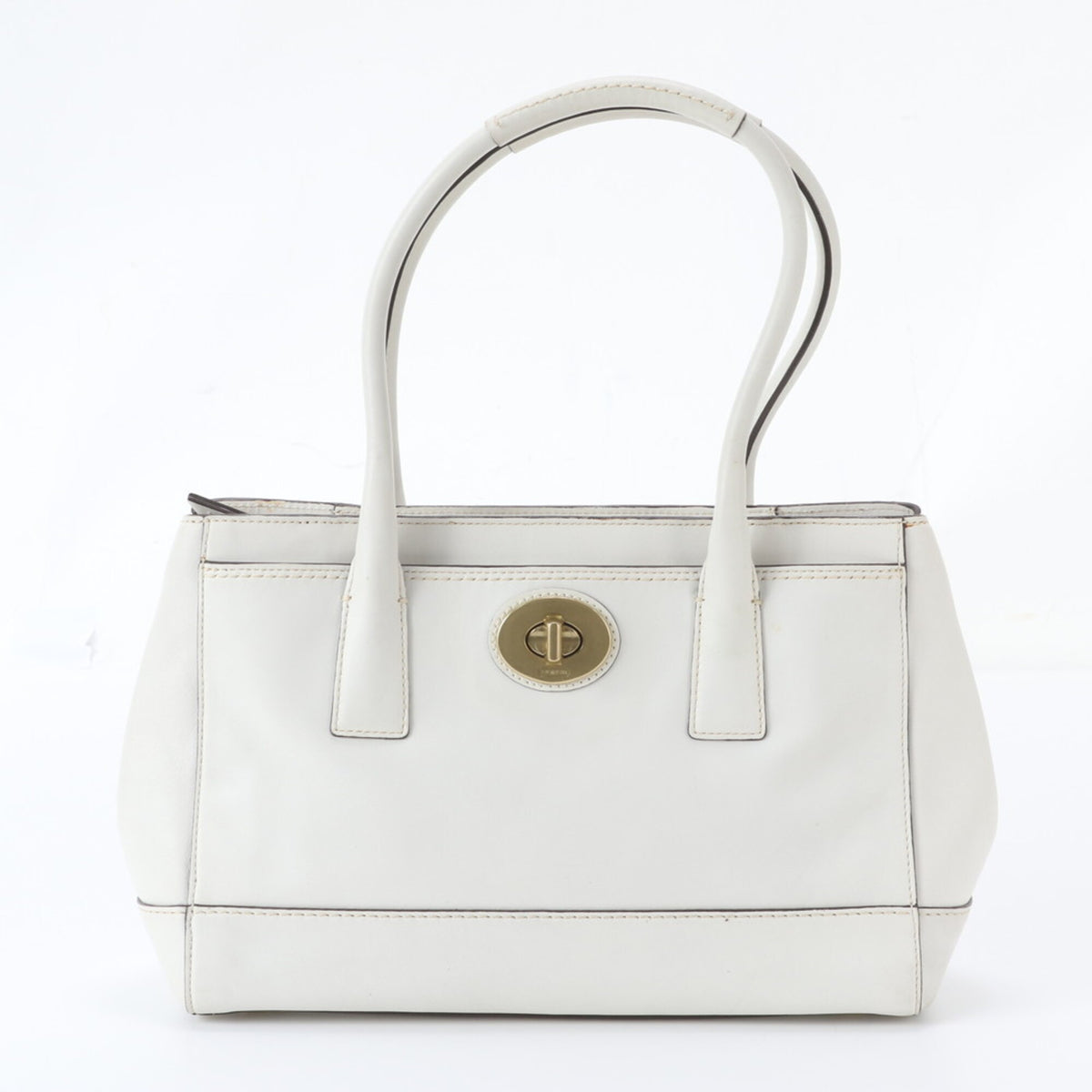 Coach White Leather Handbag Shoulder Bag Tote Bag (Pre-Owned)