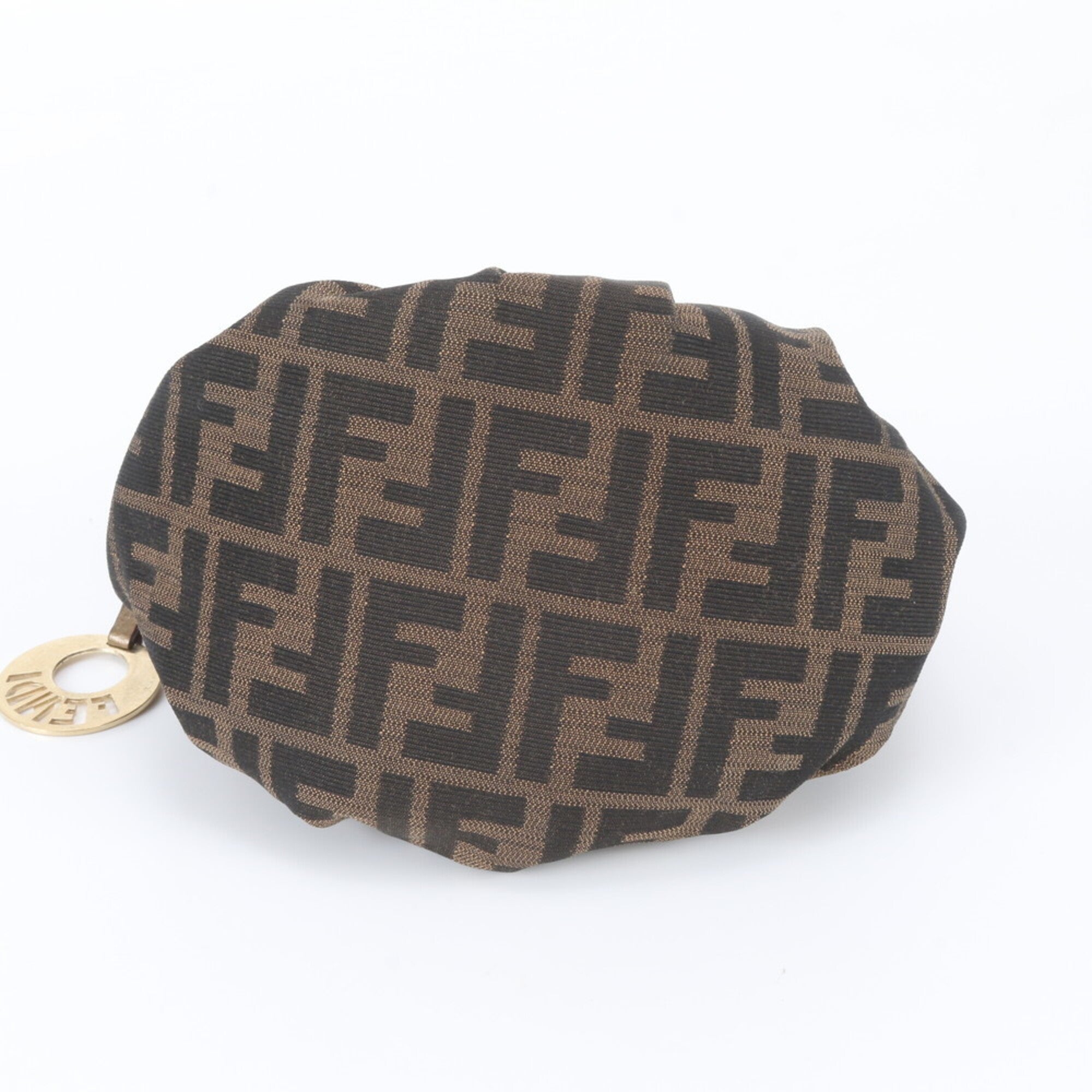 Fendi Brown Leather Canvas Handbag (Pre-Owned)