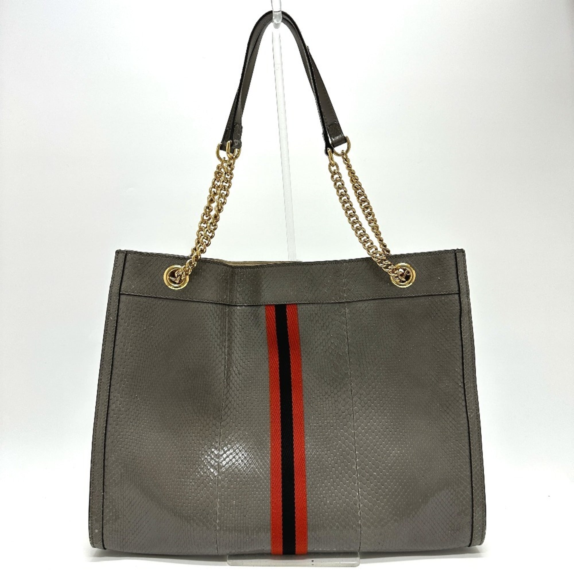 Gucci Gray Leather Shoulder Bag Tote Bag (Pre-Owned)