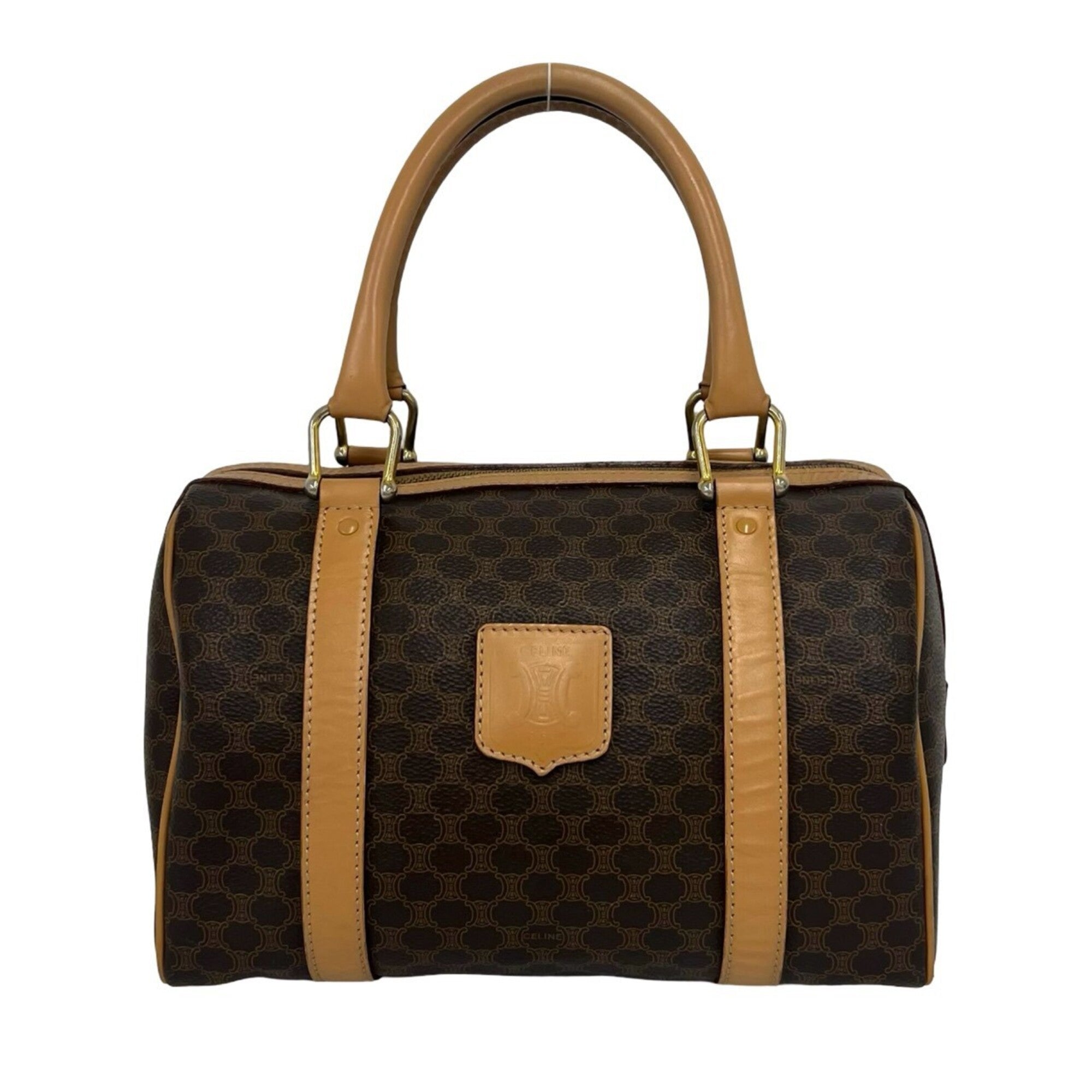 Celine Brown Leather Pvc Boston Bag Handbag (Pre-Owned)