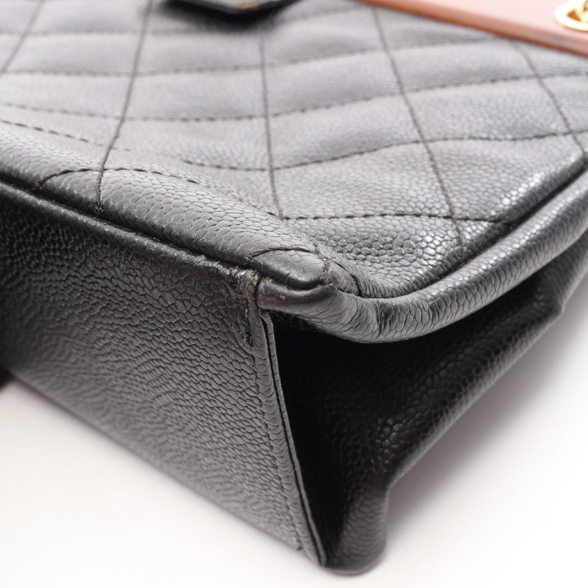 Chanel Black Brown Grained Calfskin Handbag Tote Bag (Pre-Owned)