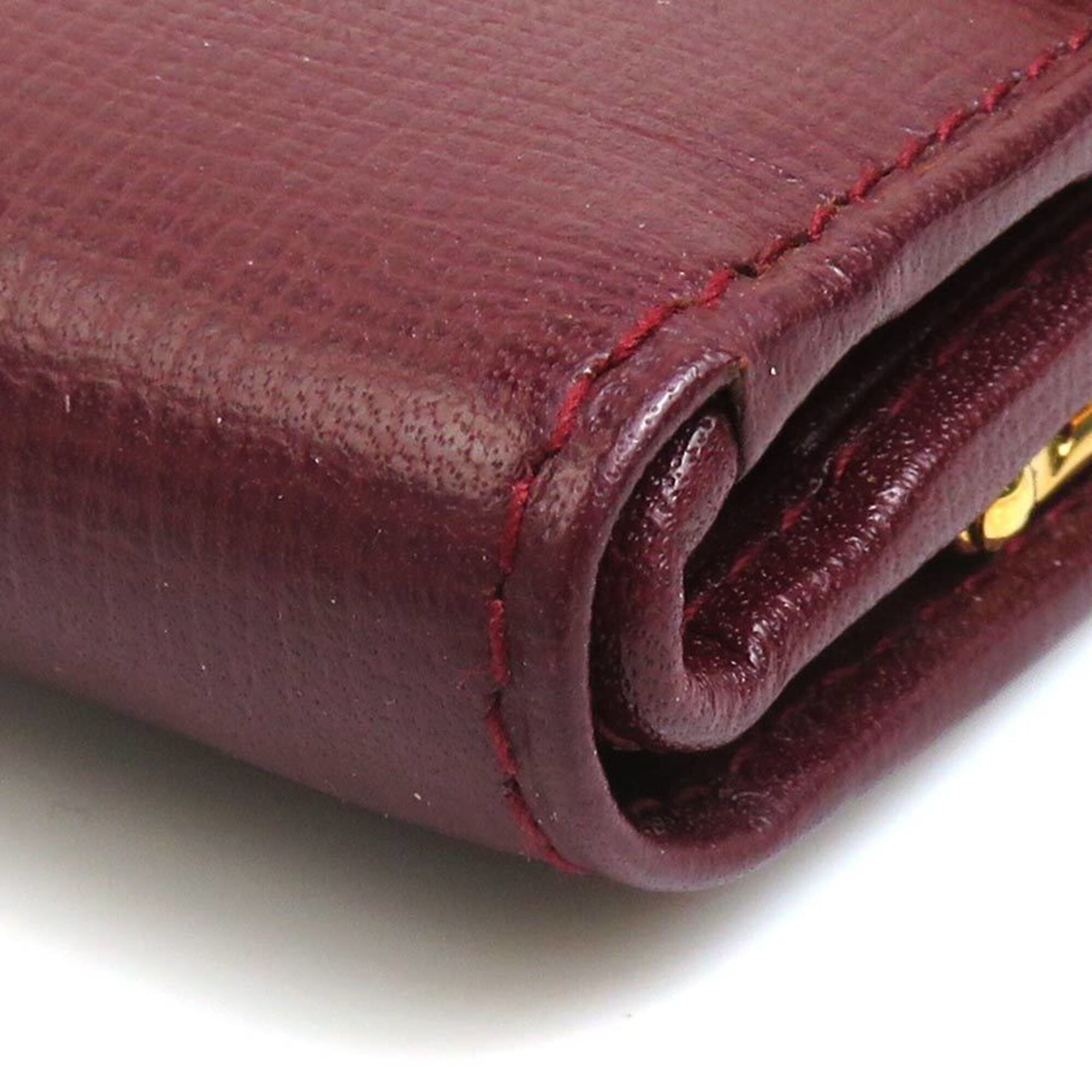 Cartier Bordeaux Leather Wallet (Tri-Fold) (Pre-Owned)