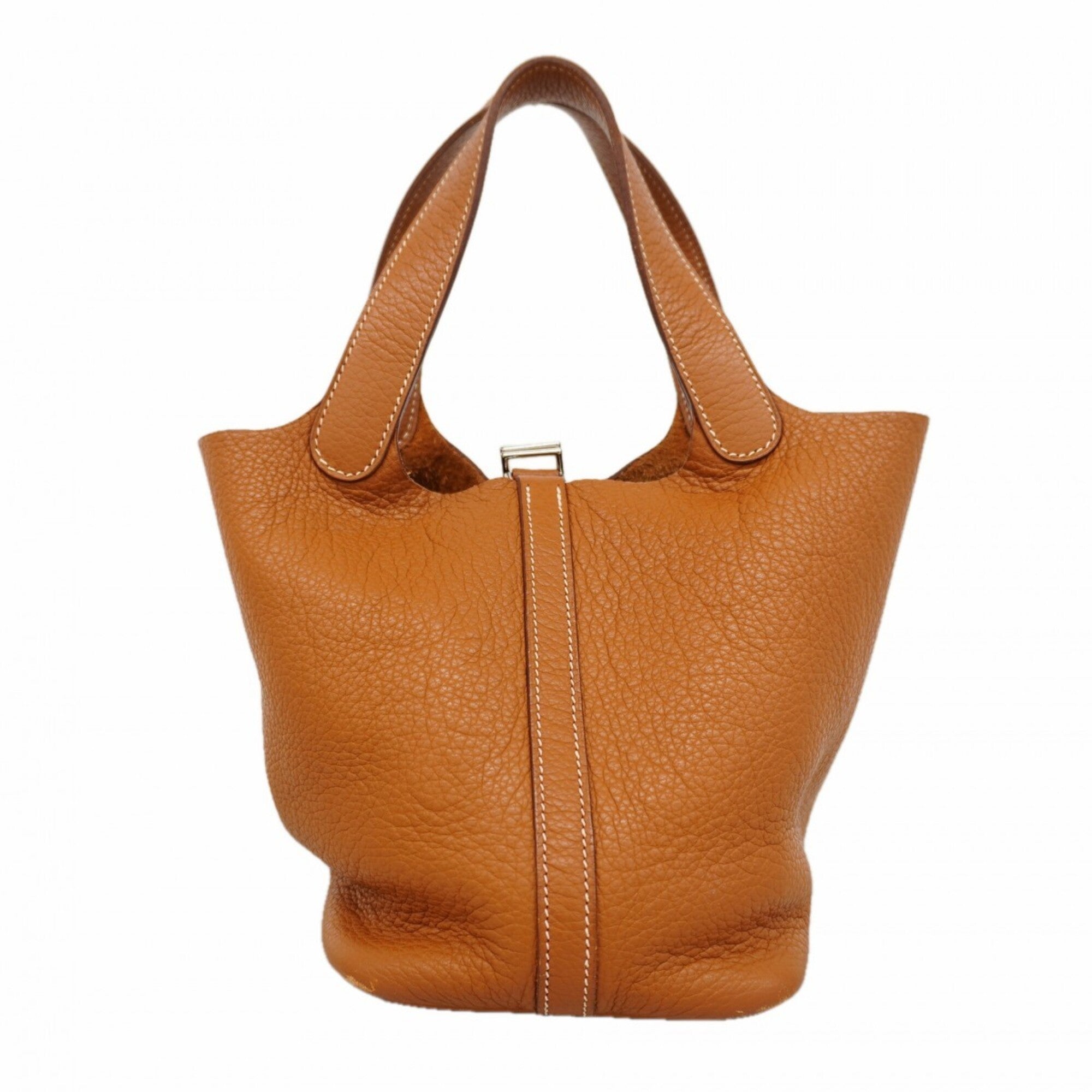 Hermes Gold Taurillon Clemence Leather Handbag (Pre-Owned)