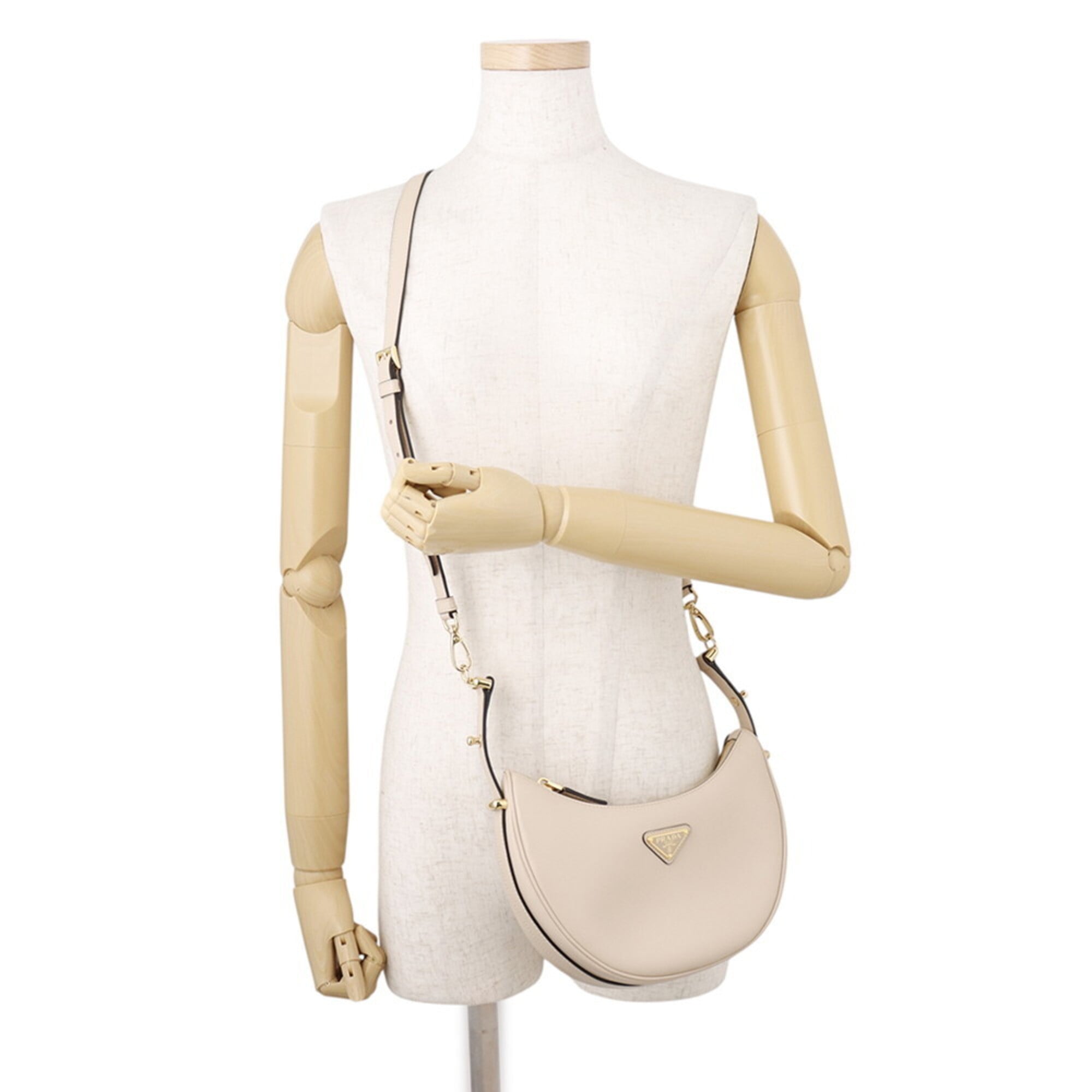 Prada Beige Leather Handbag Shoulder Bag (Pre-Owned)