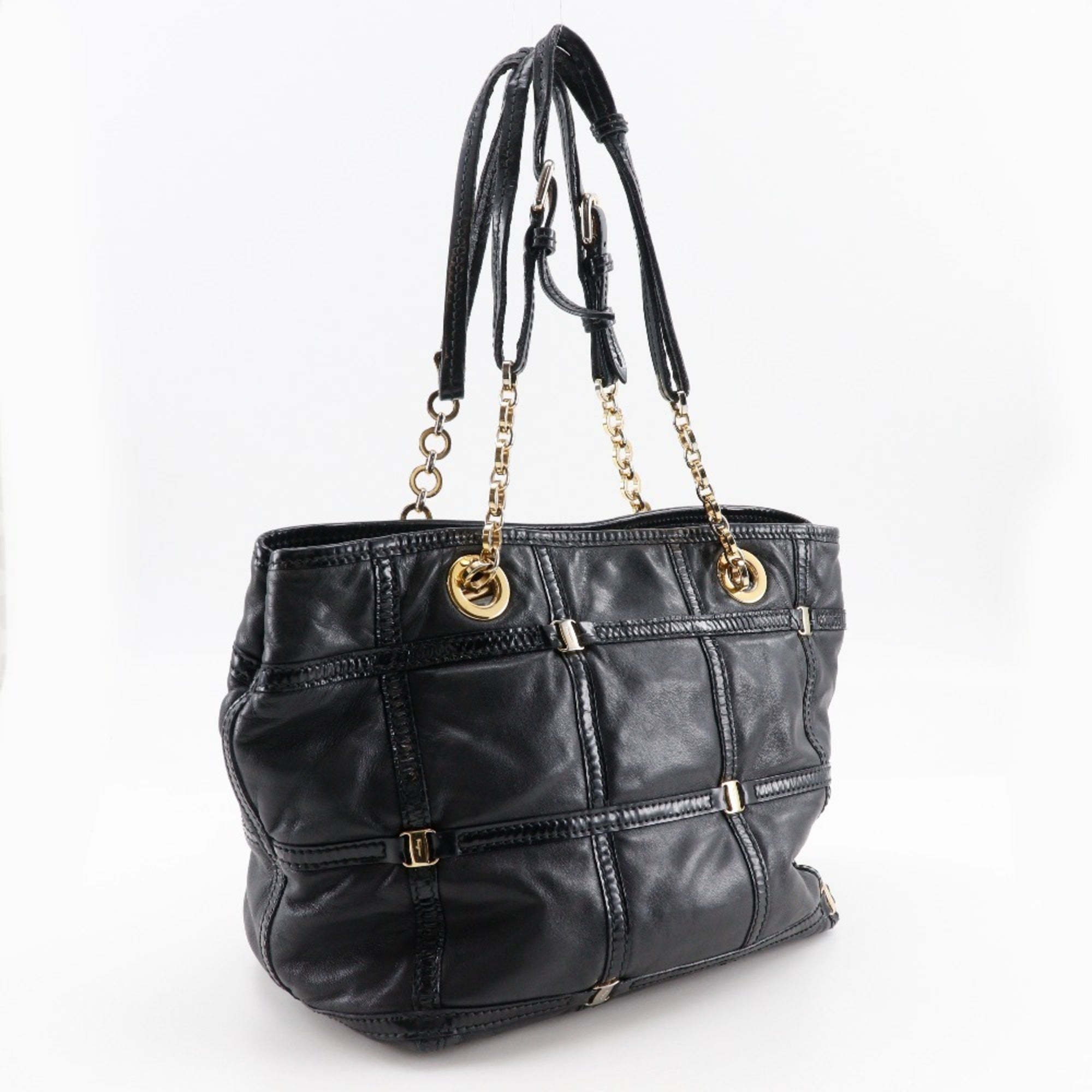 Salvatore Ferragamo Vara Black Leather Tote Bag (Pre-Owned)